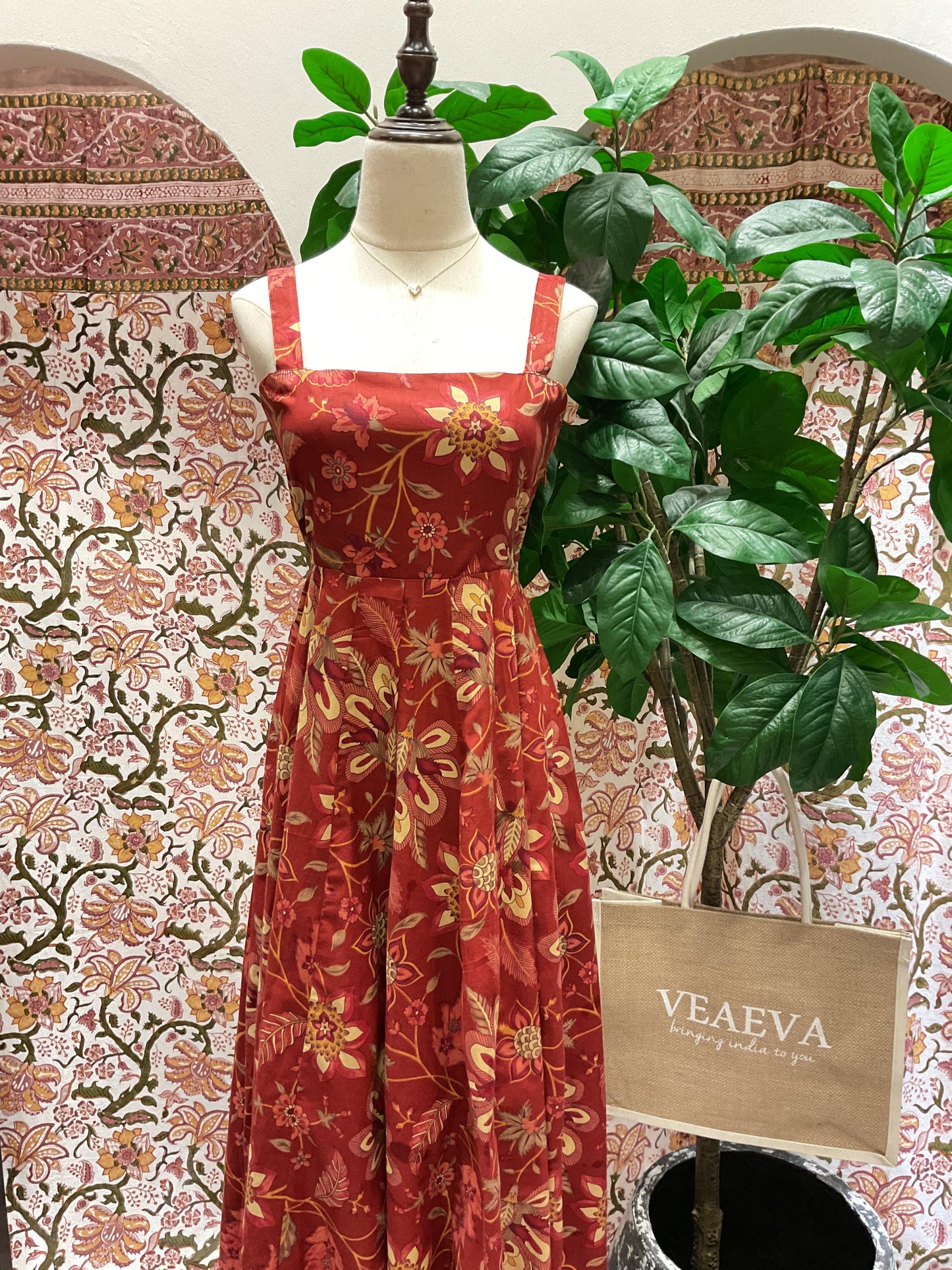 Red Thick Strap Maxi Dress - Jaal