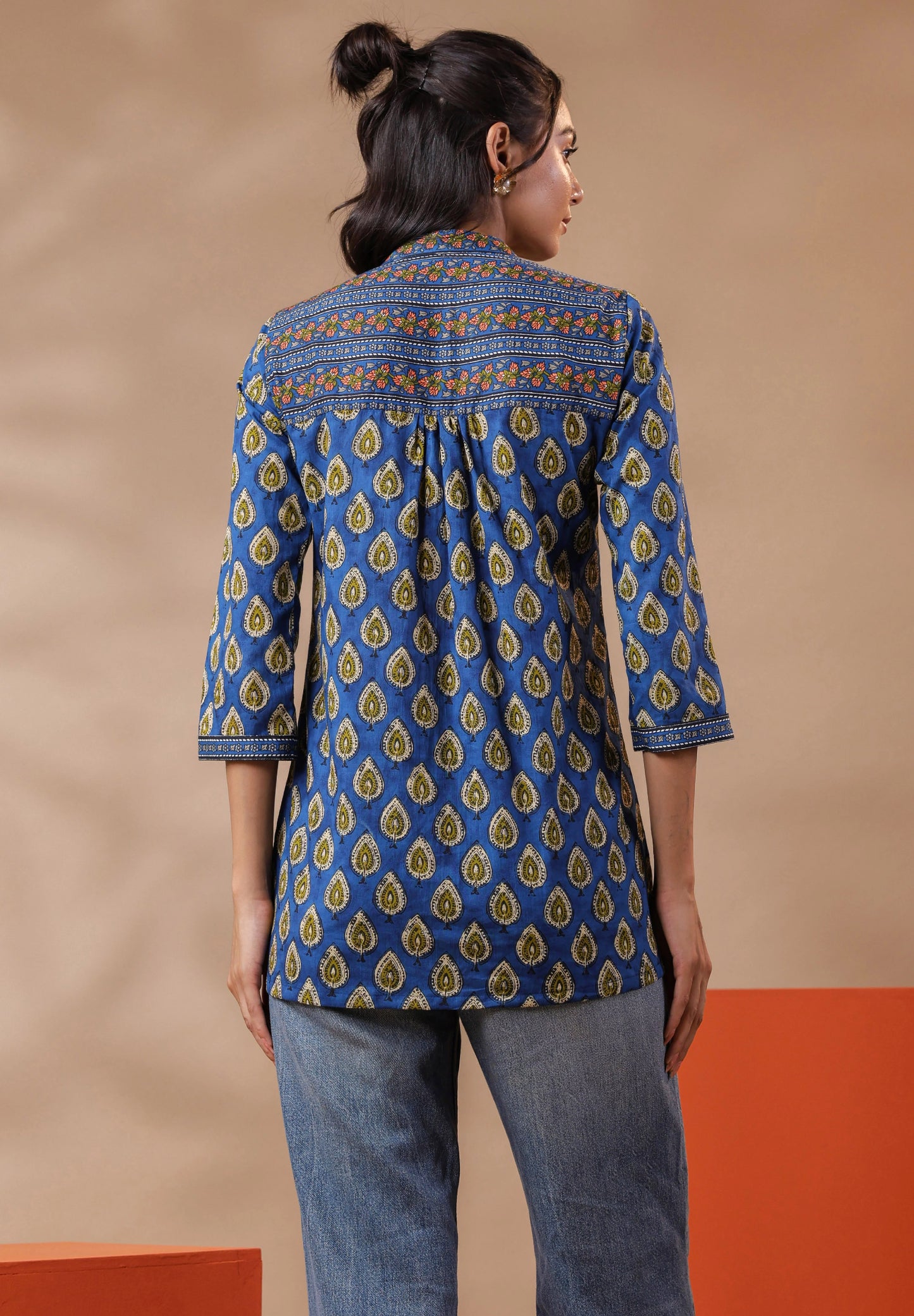 Blue Printed Cotton Top