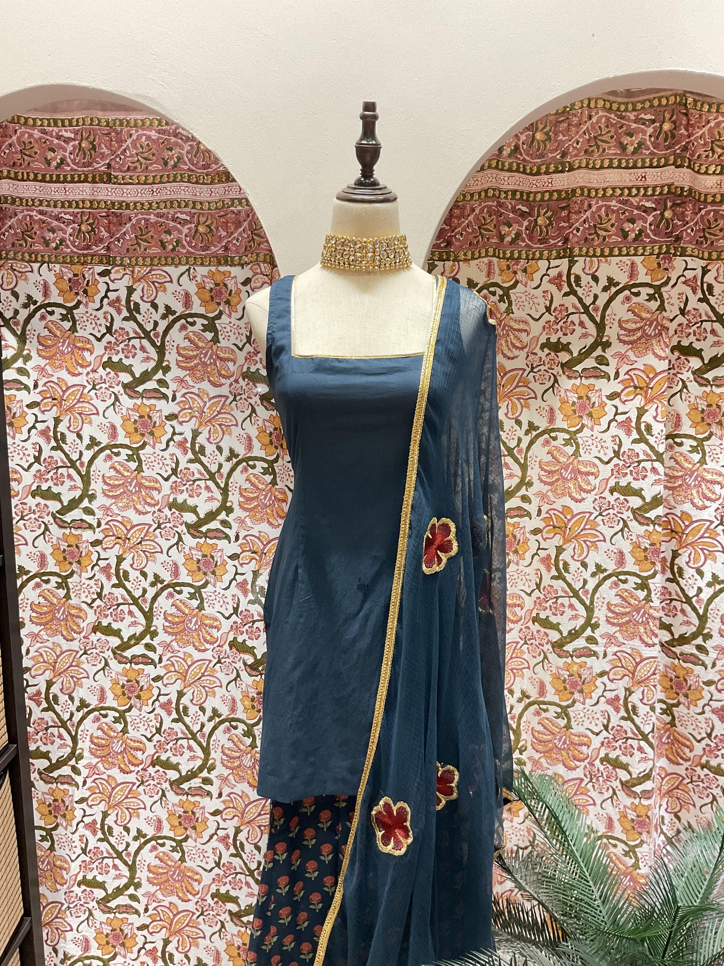 Midnight Blue Sharara Sleeveless Set