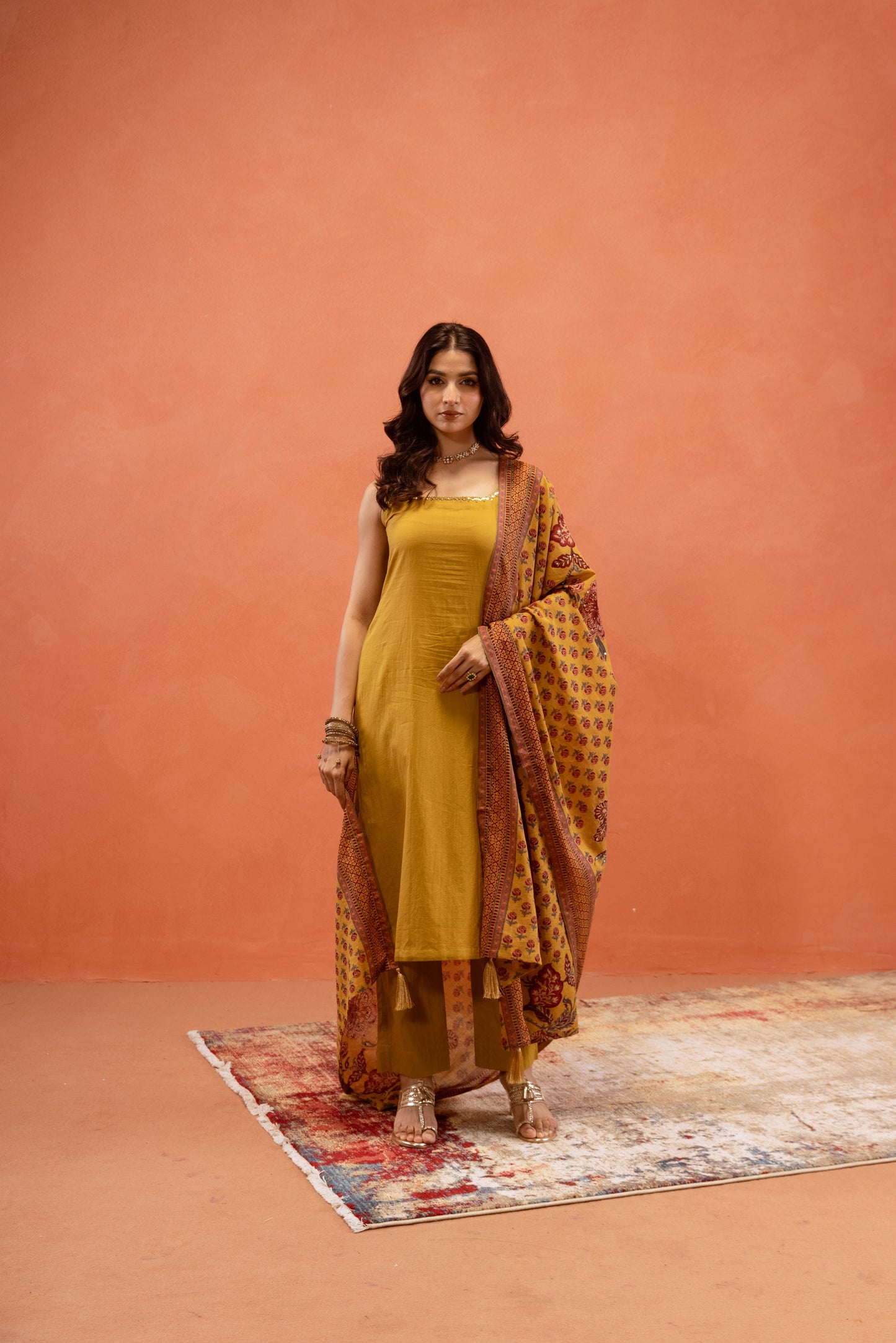 Marigold Glow Straight-Cut Sleeveless Suit