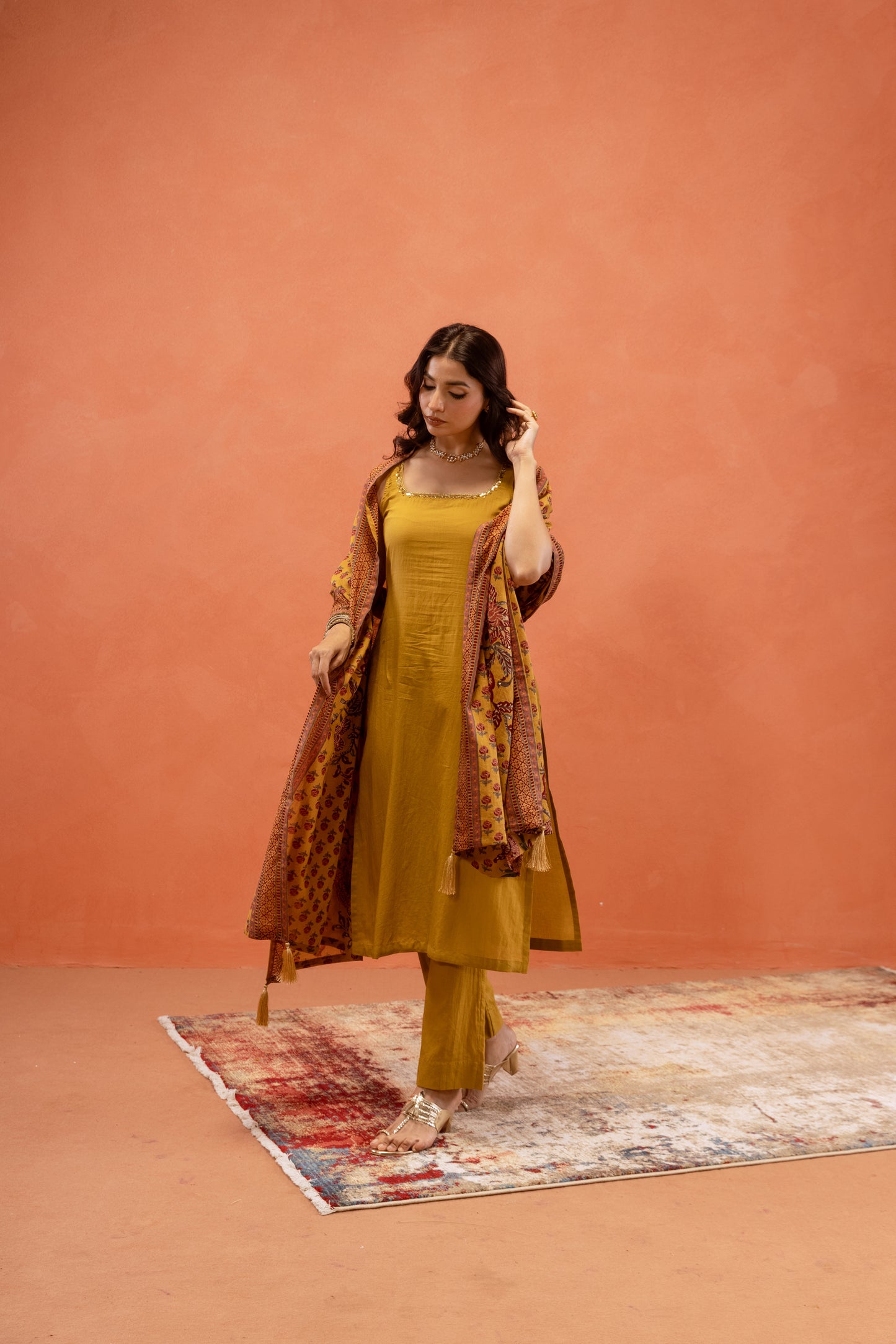Marigold Glow Straight-Cut Sleeveless Suit