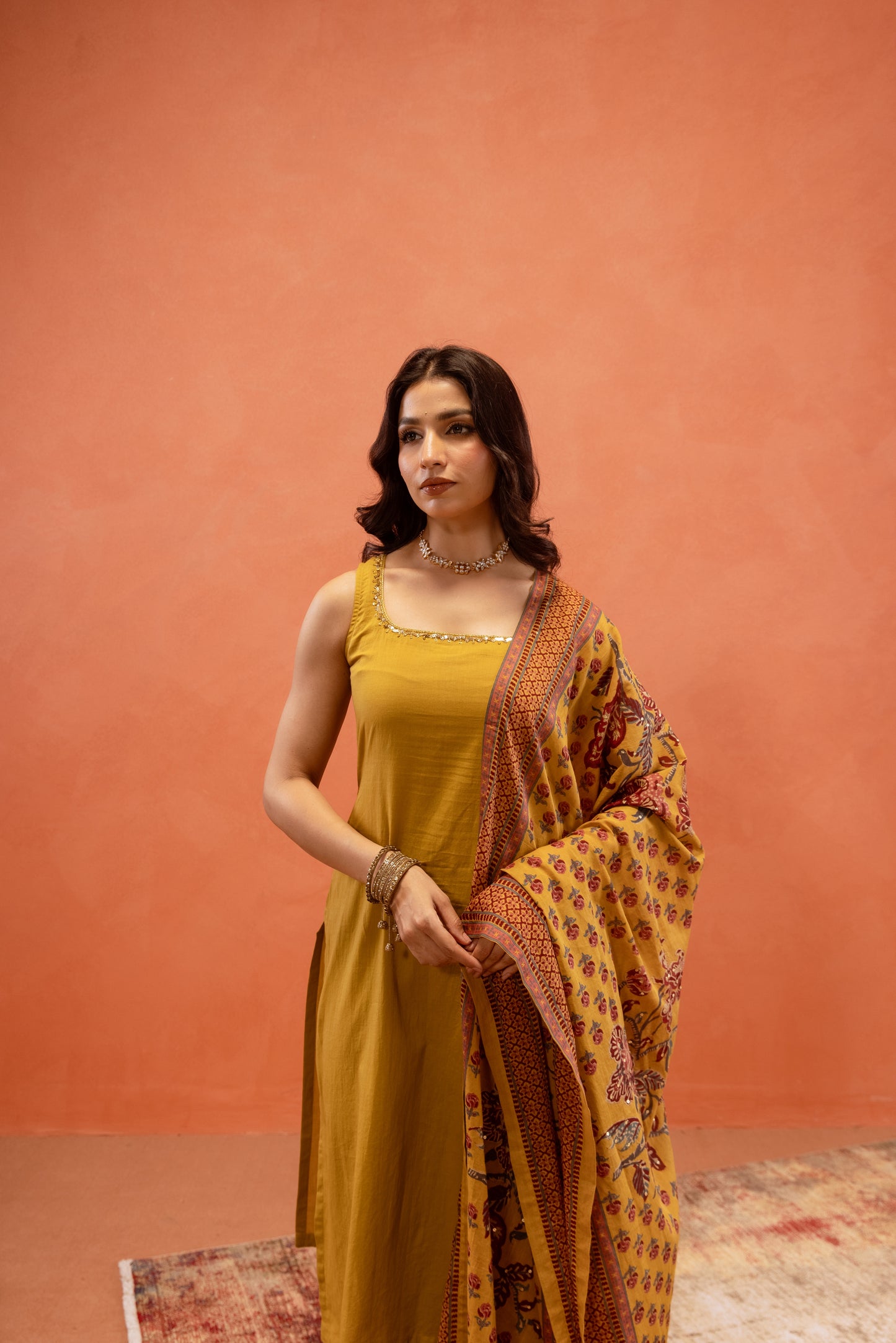 Marigold Glow Straight-Cut Sleeveless Suit