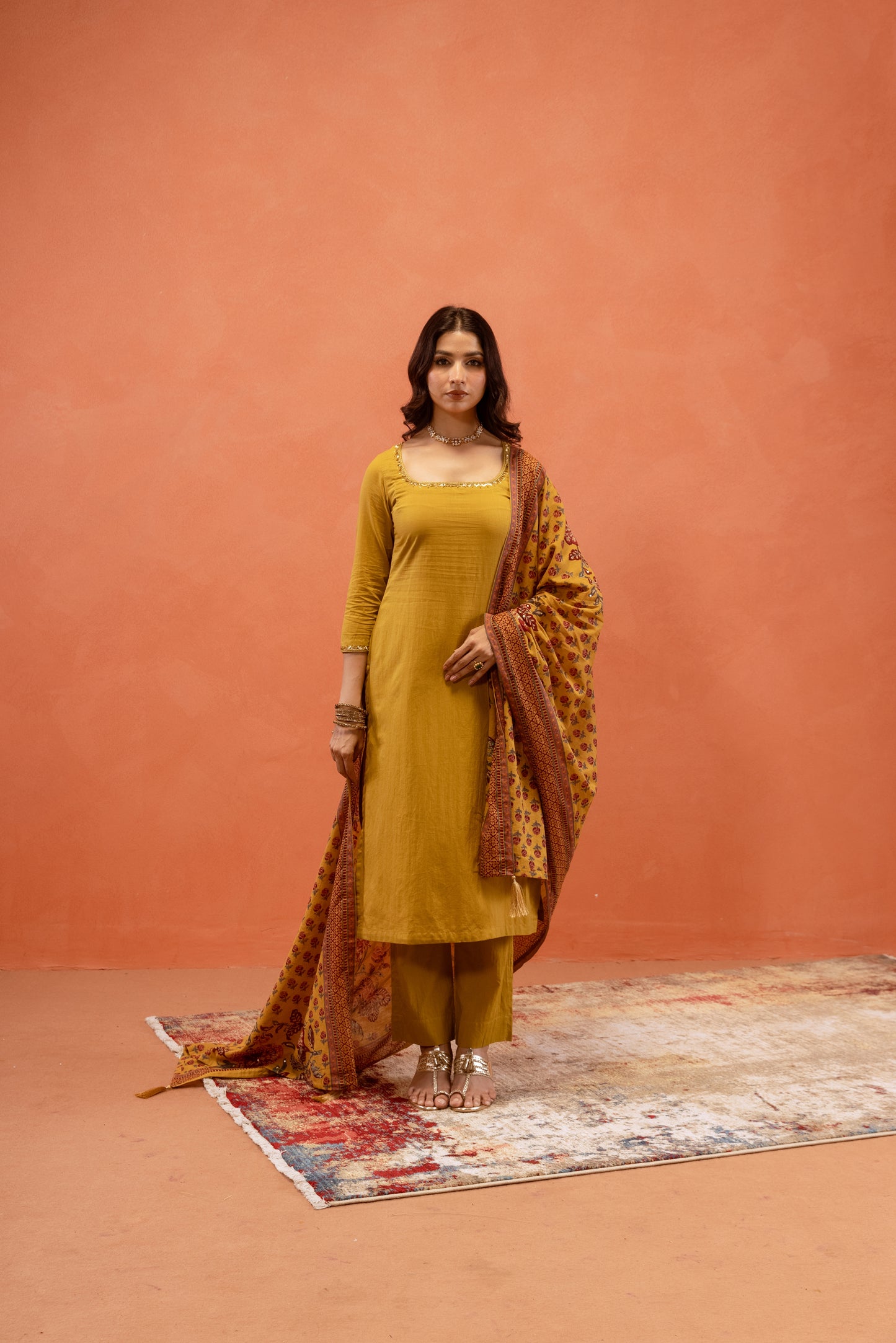 Marigold Glow Straight-Cut Sleeved Suit