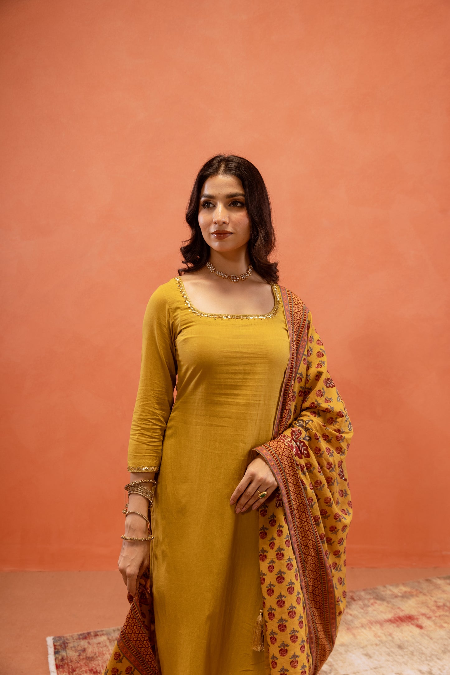 Marigold Glow Straight-Cut Sleeved Suit