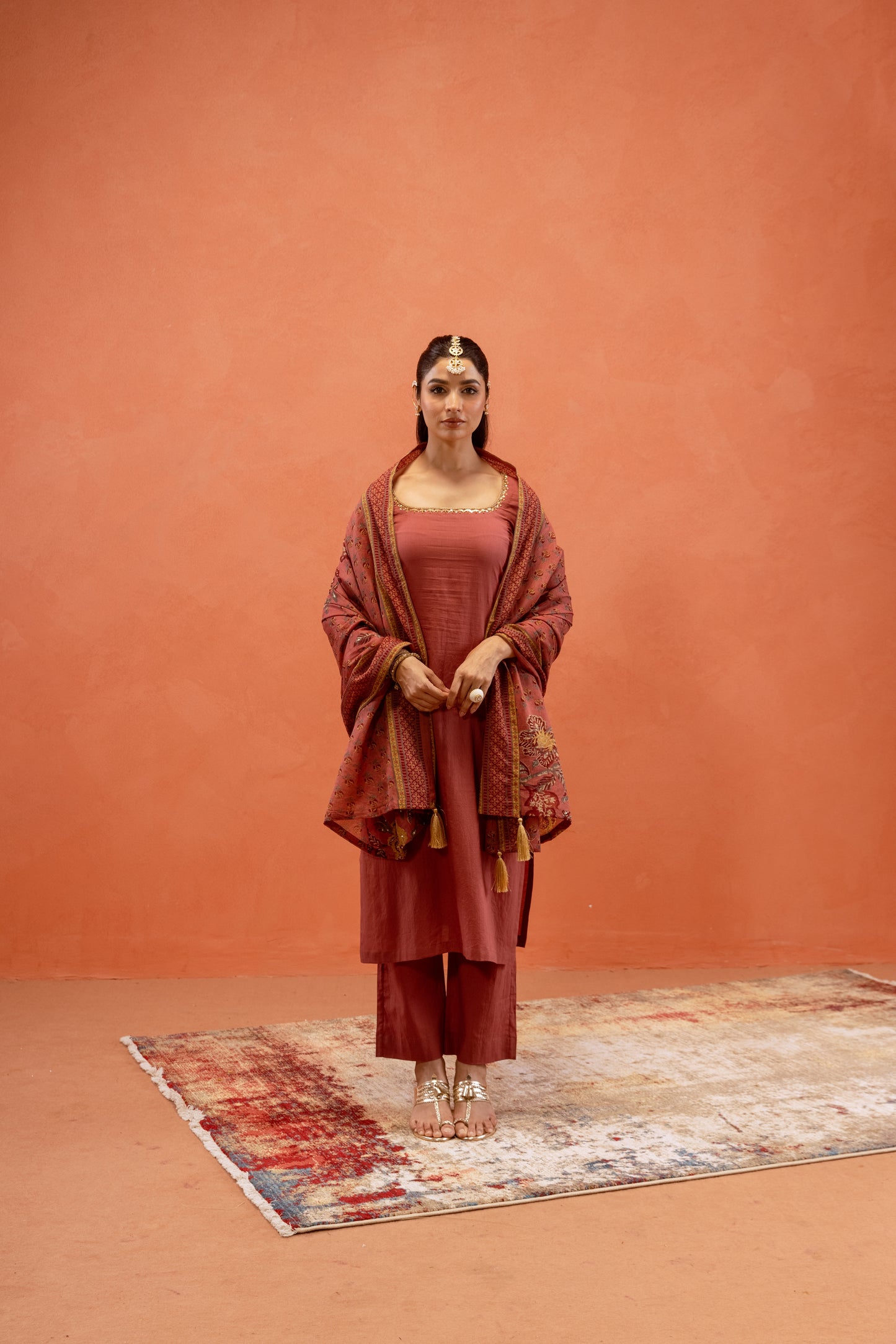 Dusky Rose Straight-Cut Sleeved Suit