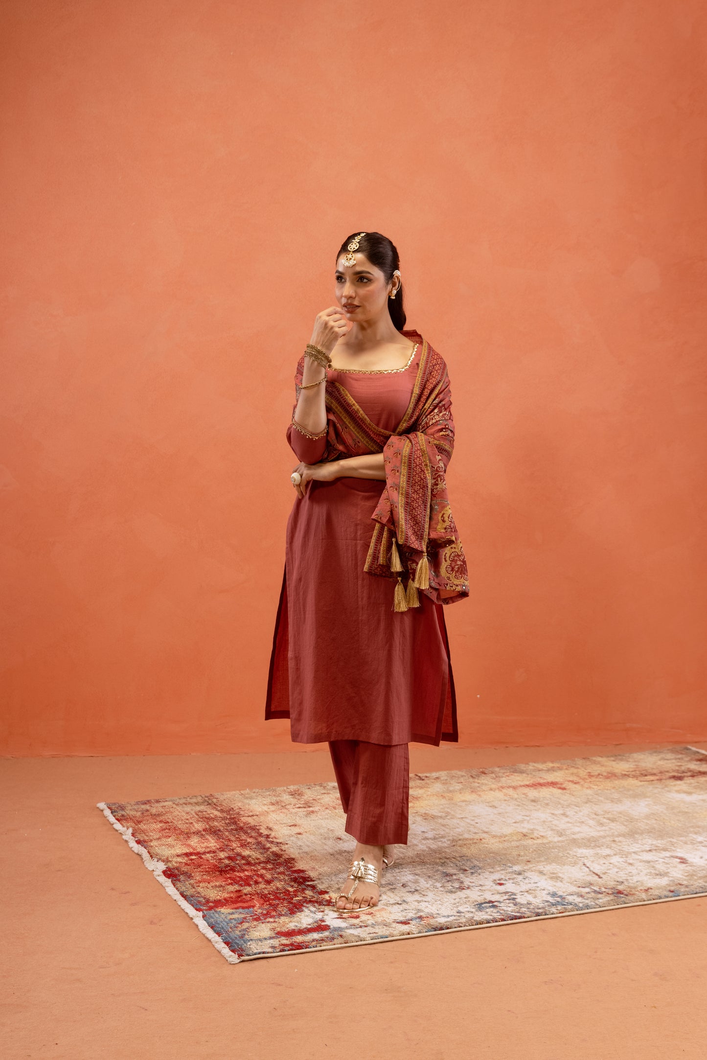 Dusky Rose Straight-Cut Sleeved Suit