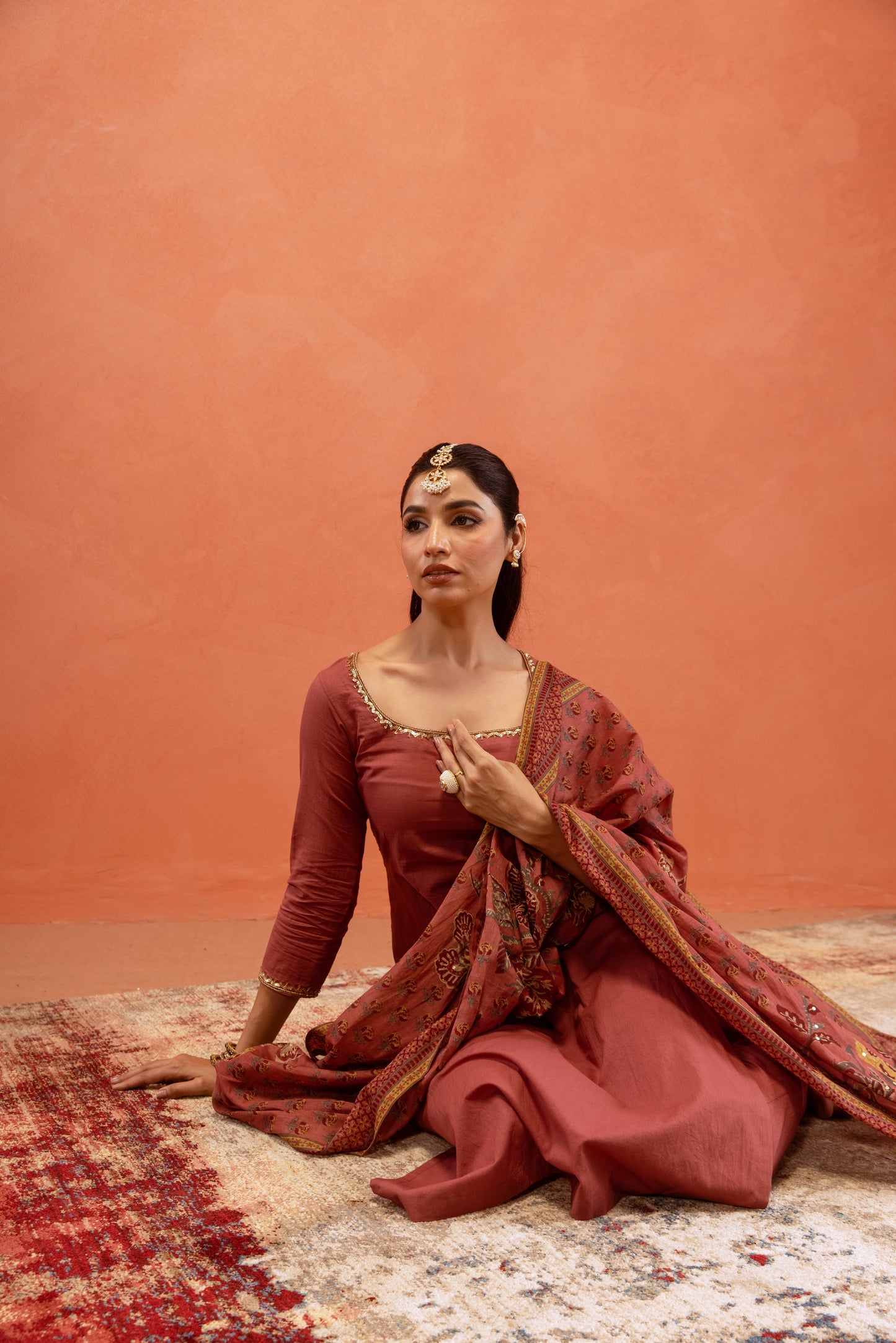 Dusky Rose Straight-Cut Sleeved Suit