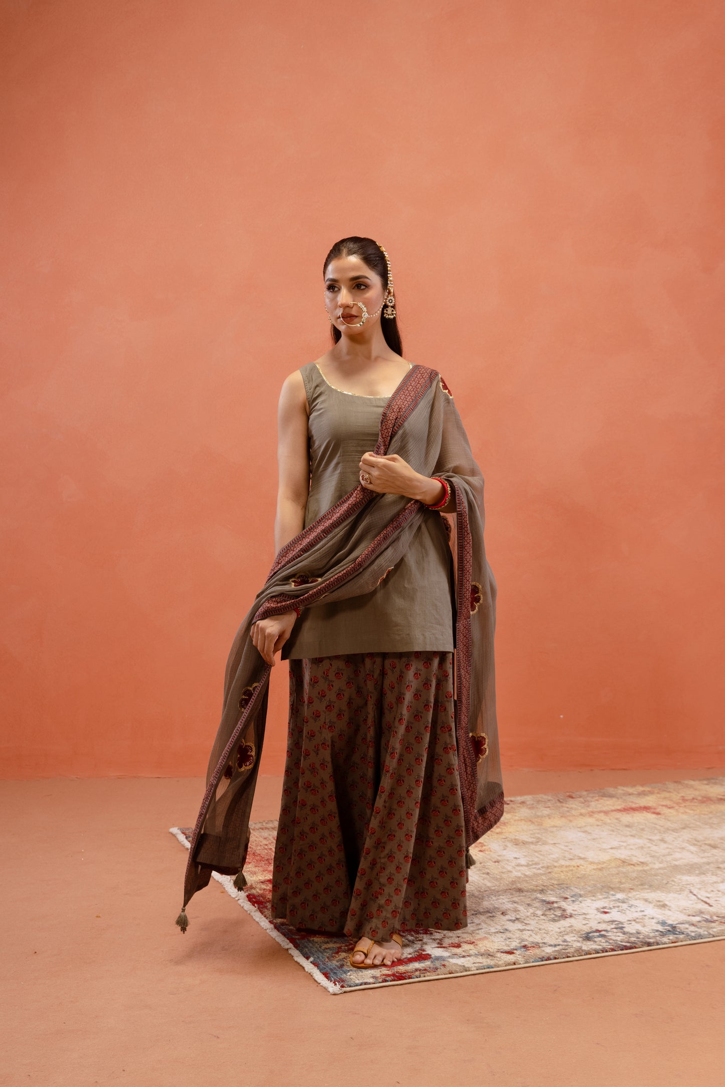 Silver Mist Sharara Sleeveless Set