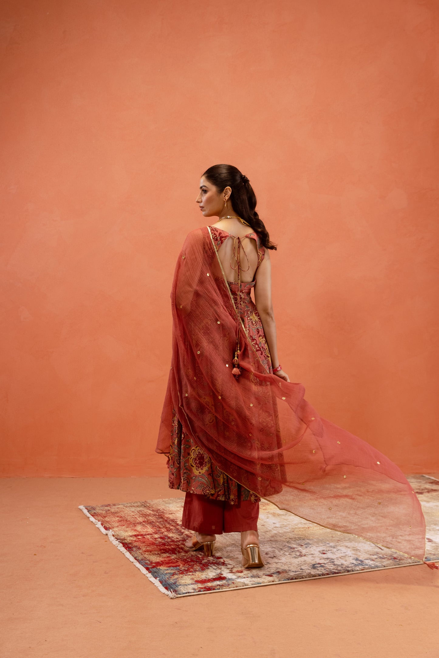 Dusky Rose Sleeveless Anarkali Suit