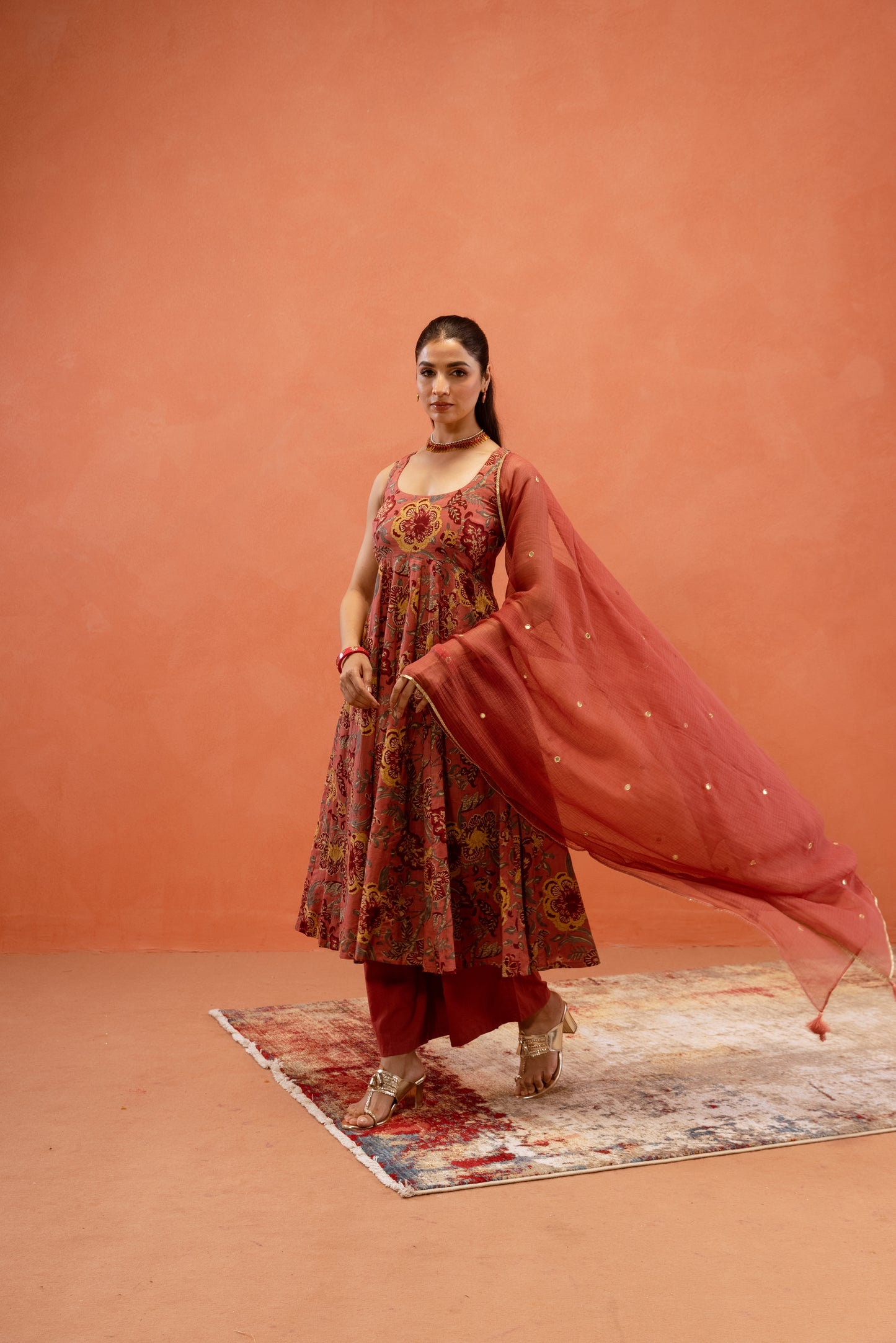 Dusky Rose Sleeveless Anarkali Suit