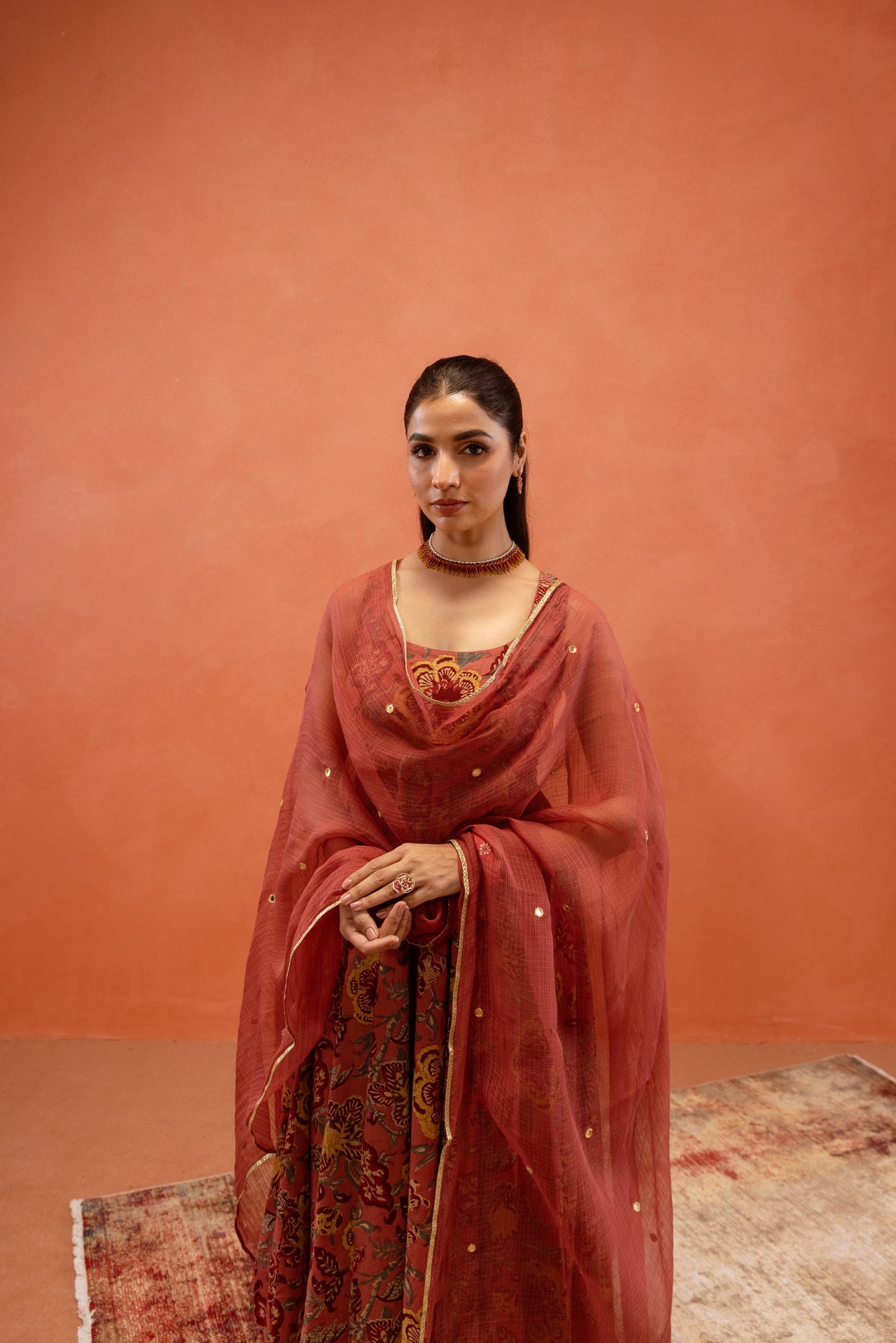 Dusky Rose Sleeveless Anarkali Suit