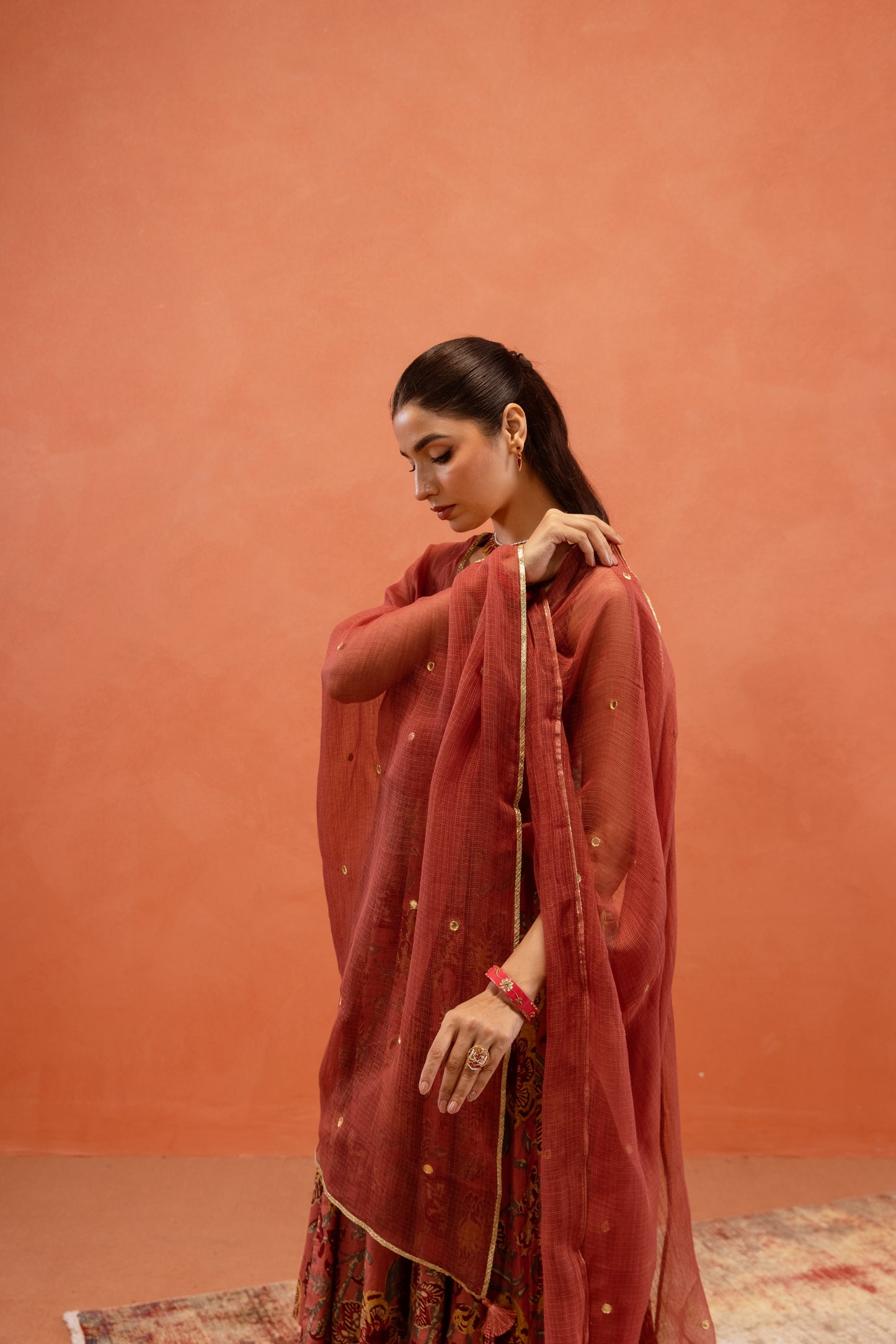 Dusky Rose Sleeveless Anarkali Suit