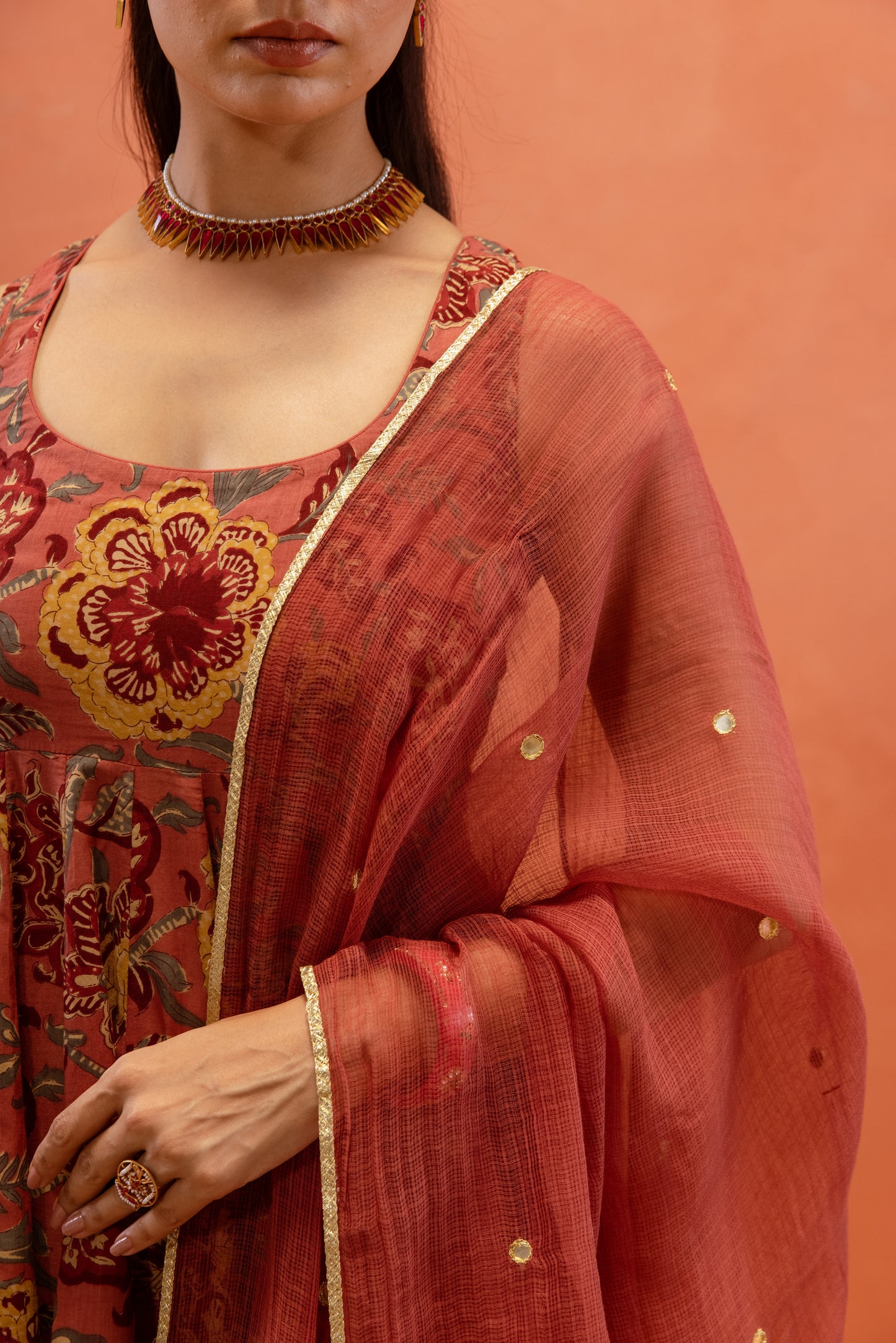 Dusky Rose Sleeveless Anarkali Suit