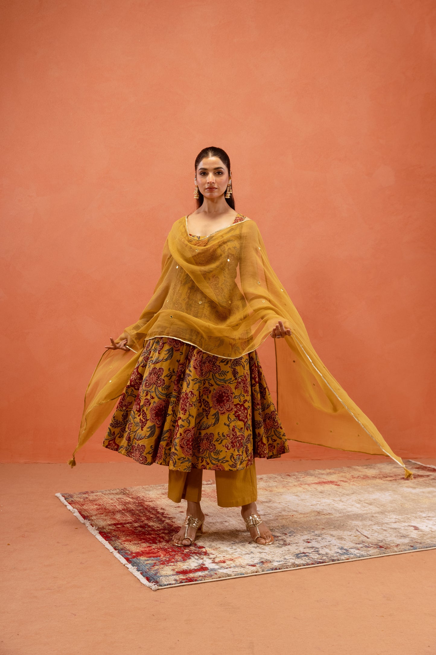 Marigold Glow Sleeveless Anarkali Suit