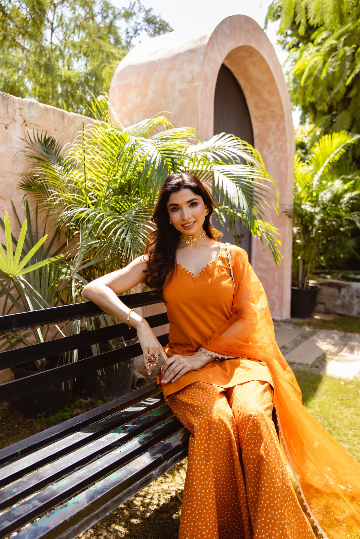 Gerua Sleeveless - Sharara Set (Orange)