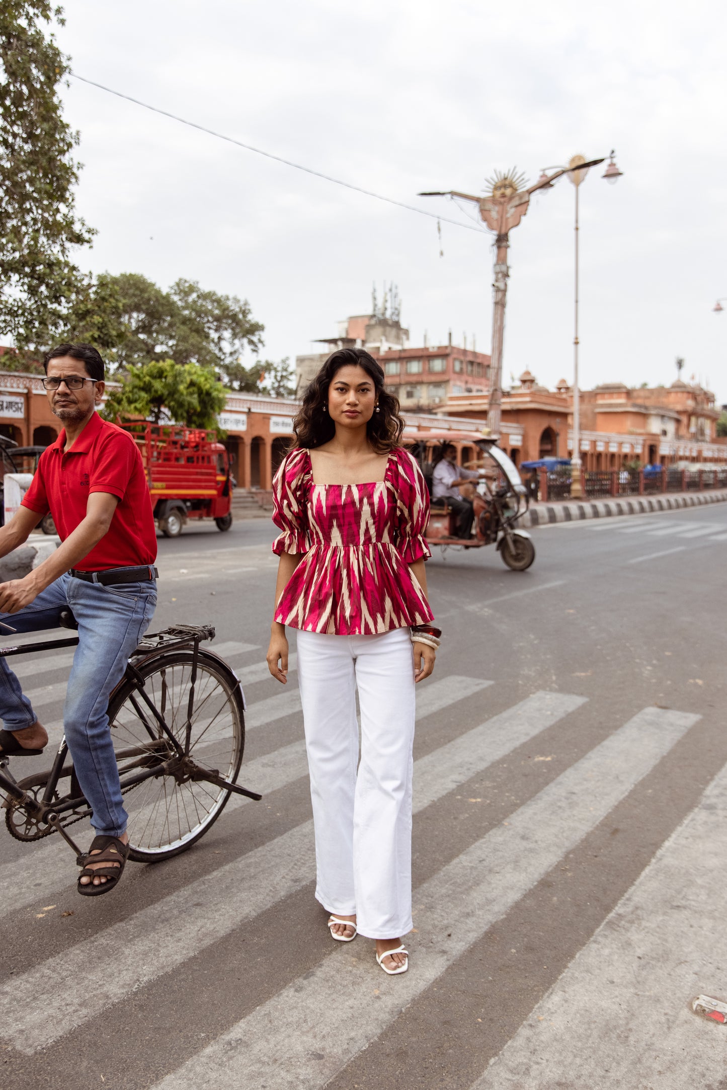 The Jaipur Zig Top Sleeved - Pink