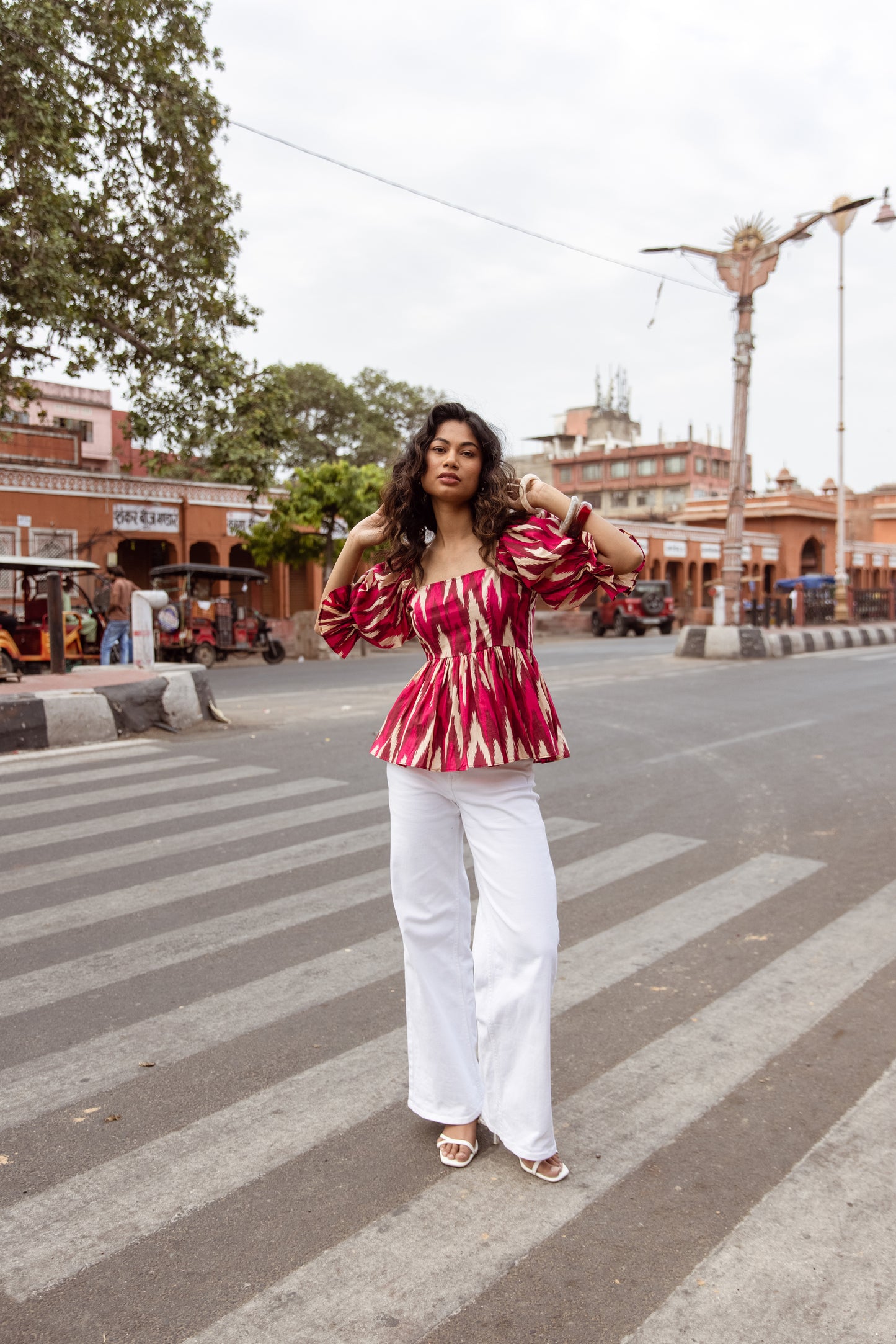 The Jaipur Zig Top Sleeved - Pink