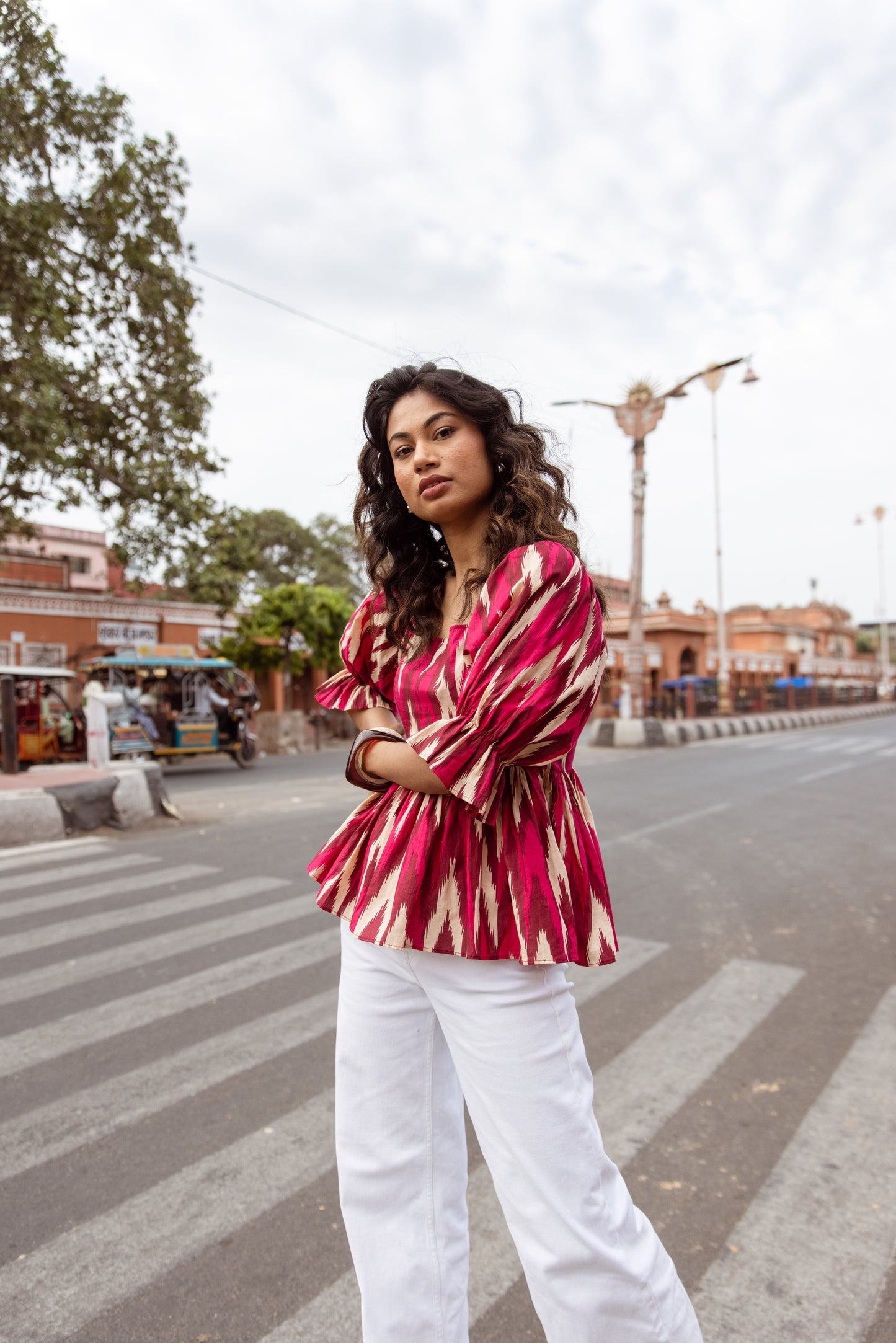 The Jaipur Zig Top Sleeved - Pink