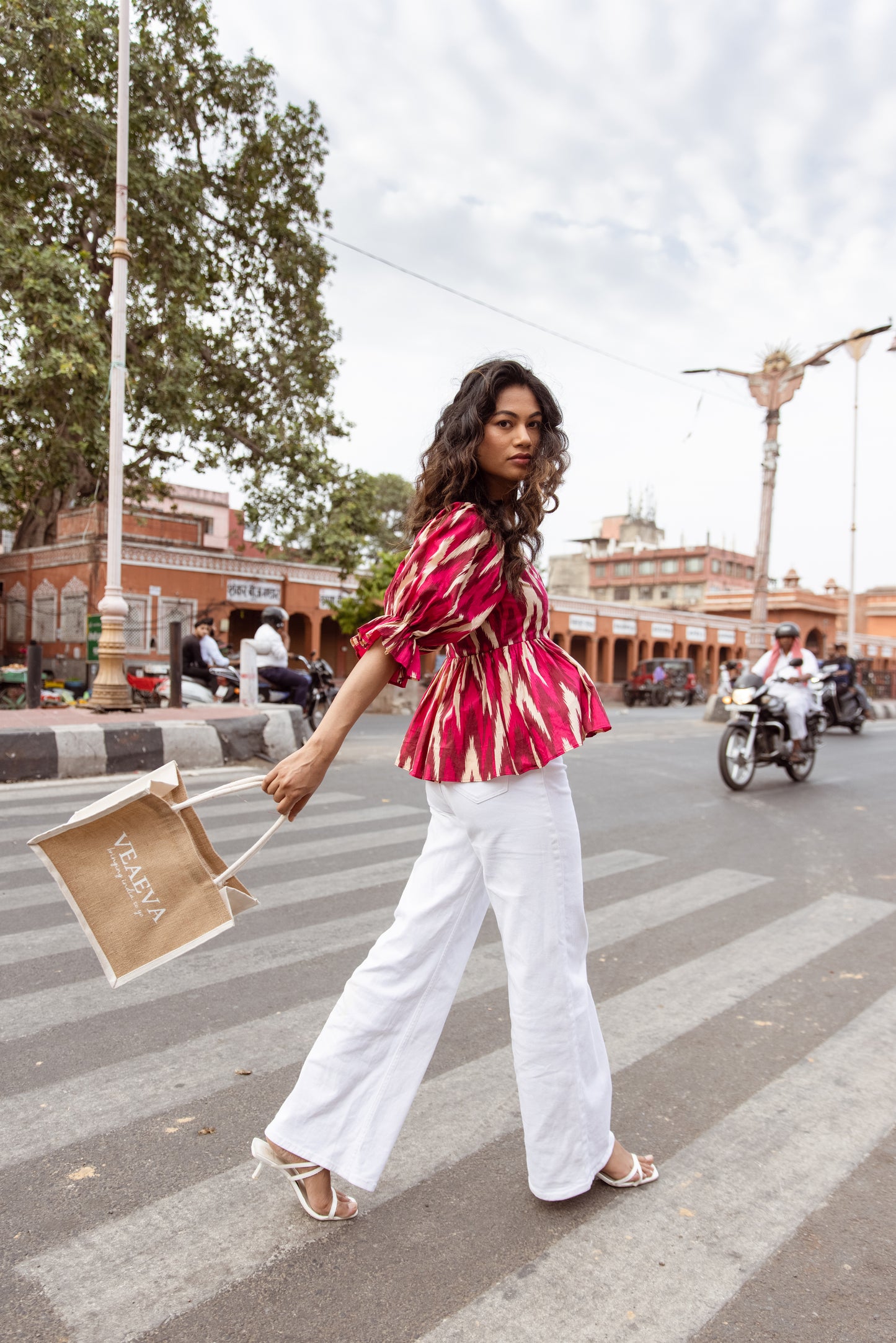The Jaipur Zig Top Sleeved - Pink
