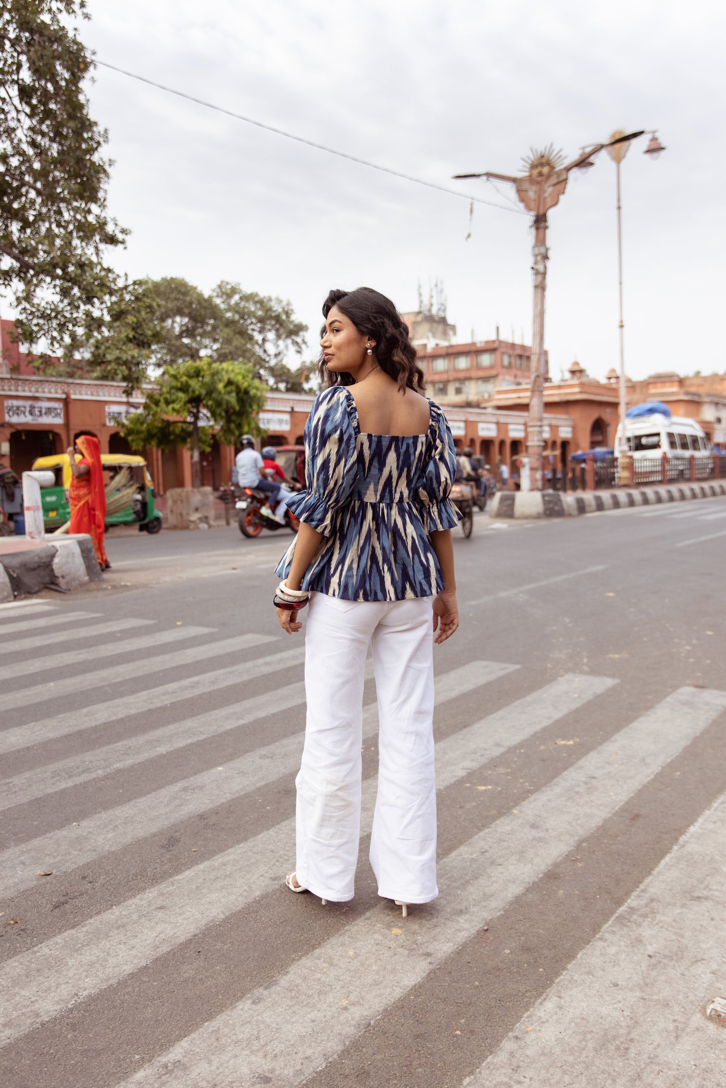 The Jaipur Zig Top Sleeved - Blue