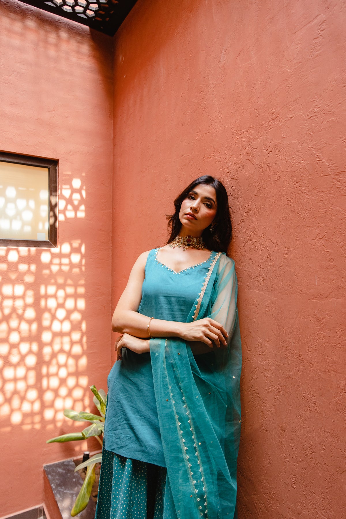 Mor Sleeveless - Sharara Set (Teal)