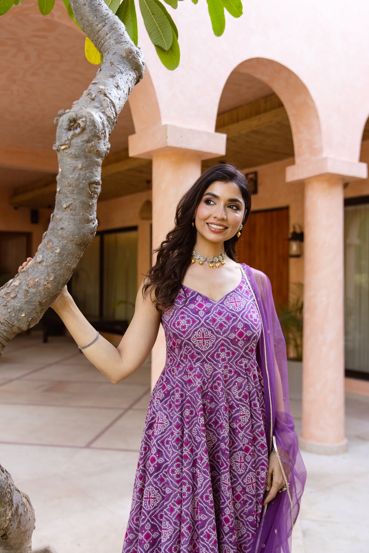 Jamun Sleeveless - Anarkali Suit (Purple)