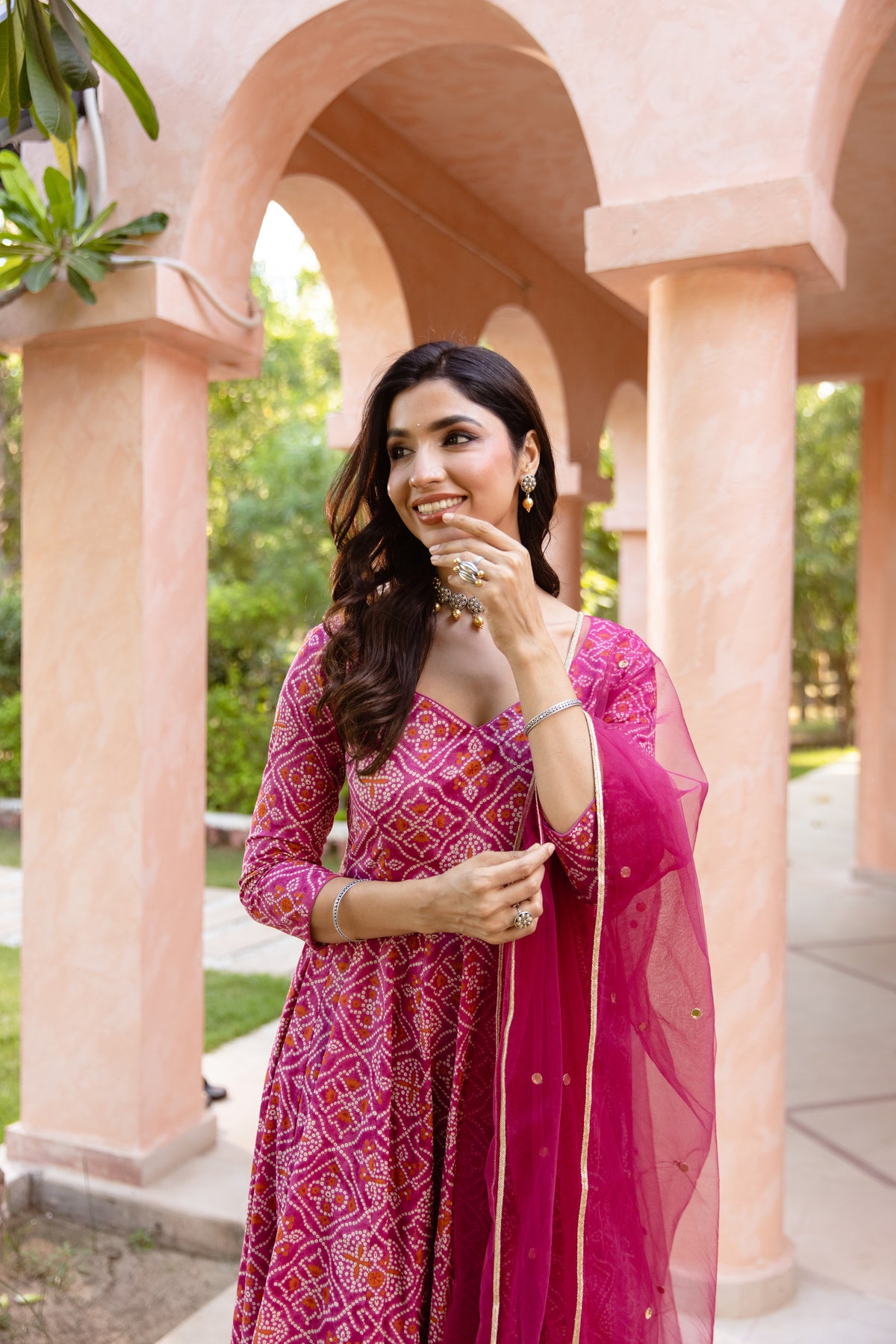 Gul Sleeved - Anarkali Suit (Pink)