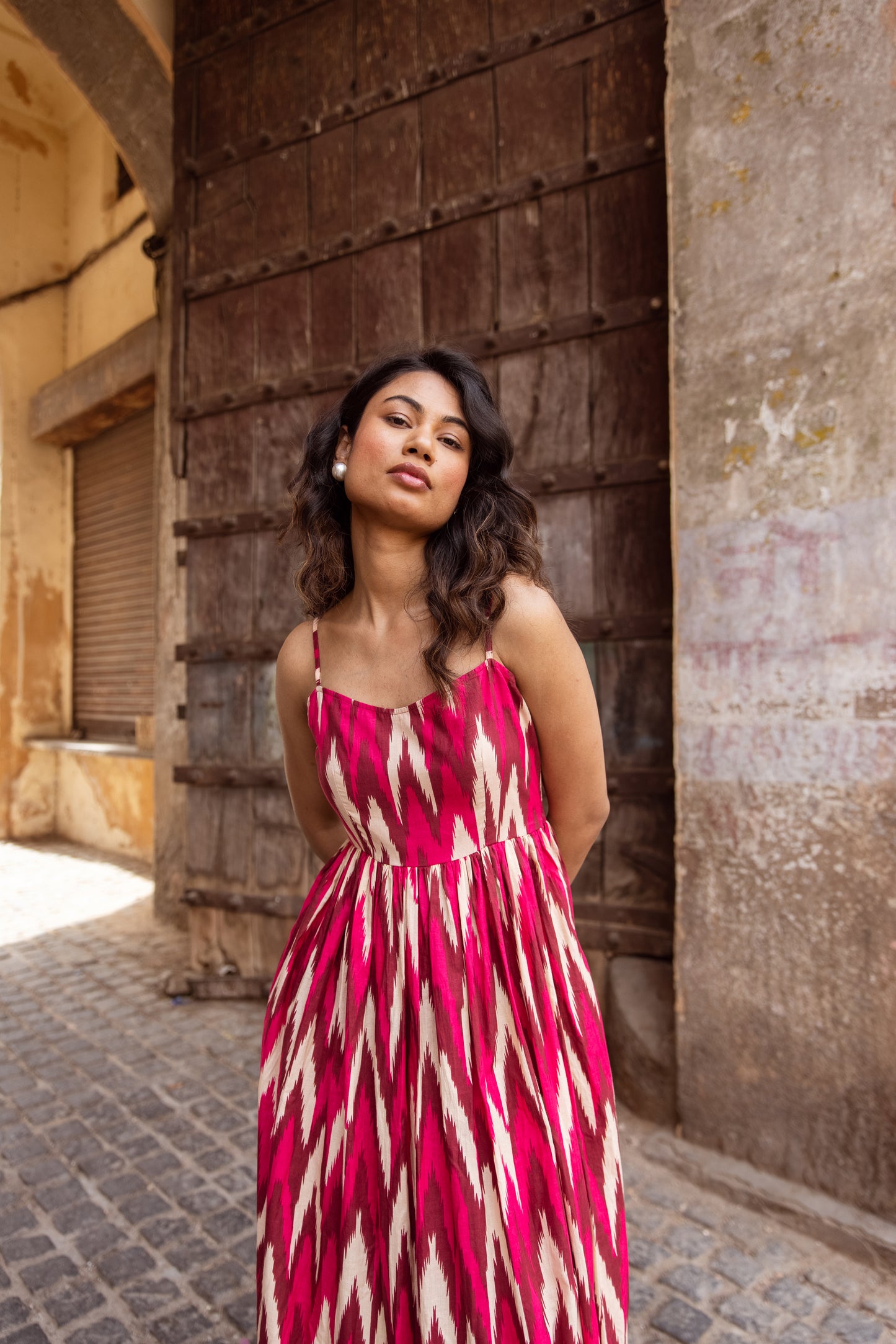 The Jaipur Zig Dress- Pink Thin Strap