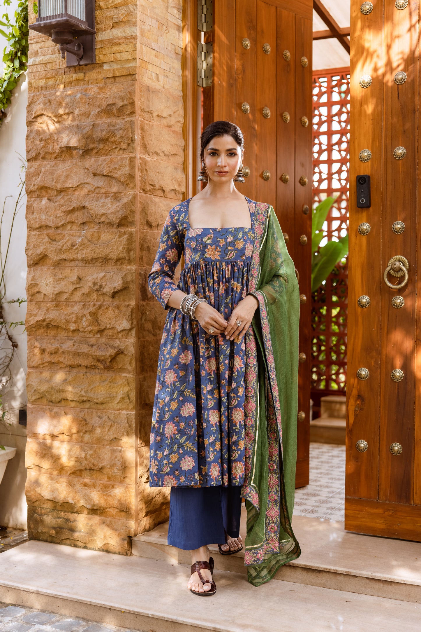 Blue Blossom Printed Nyra Cut Suit