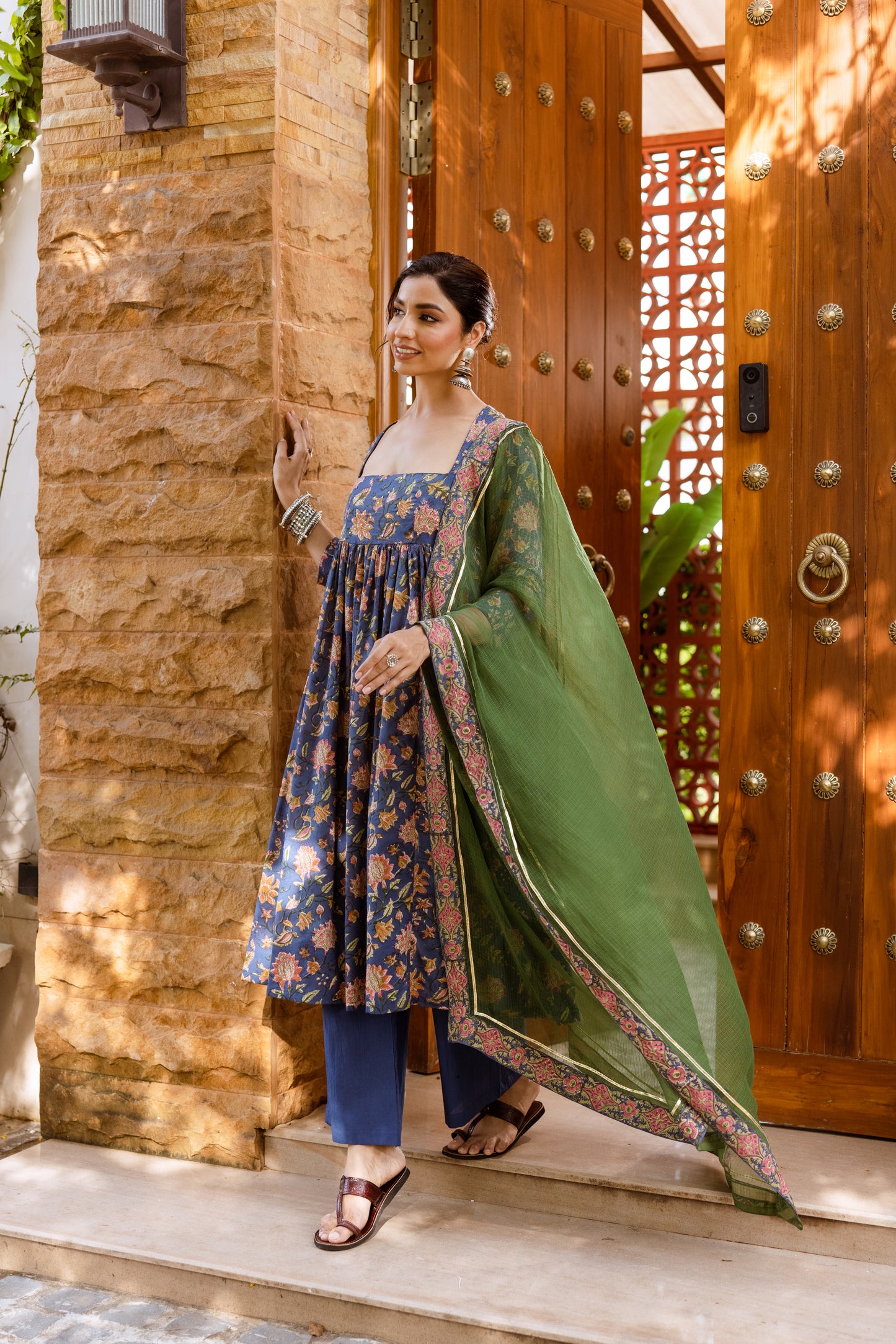 Blue Blossom Printed Nyra Cut Suit