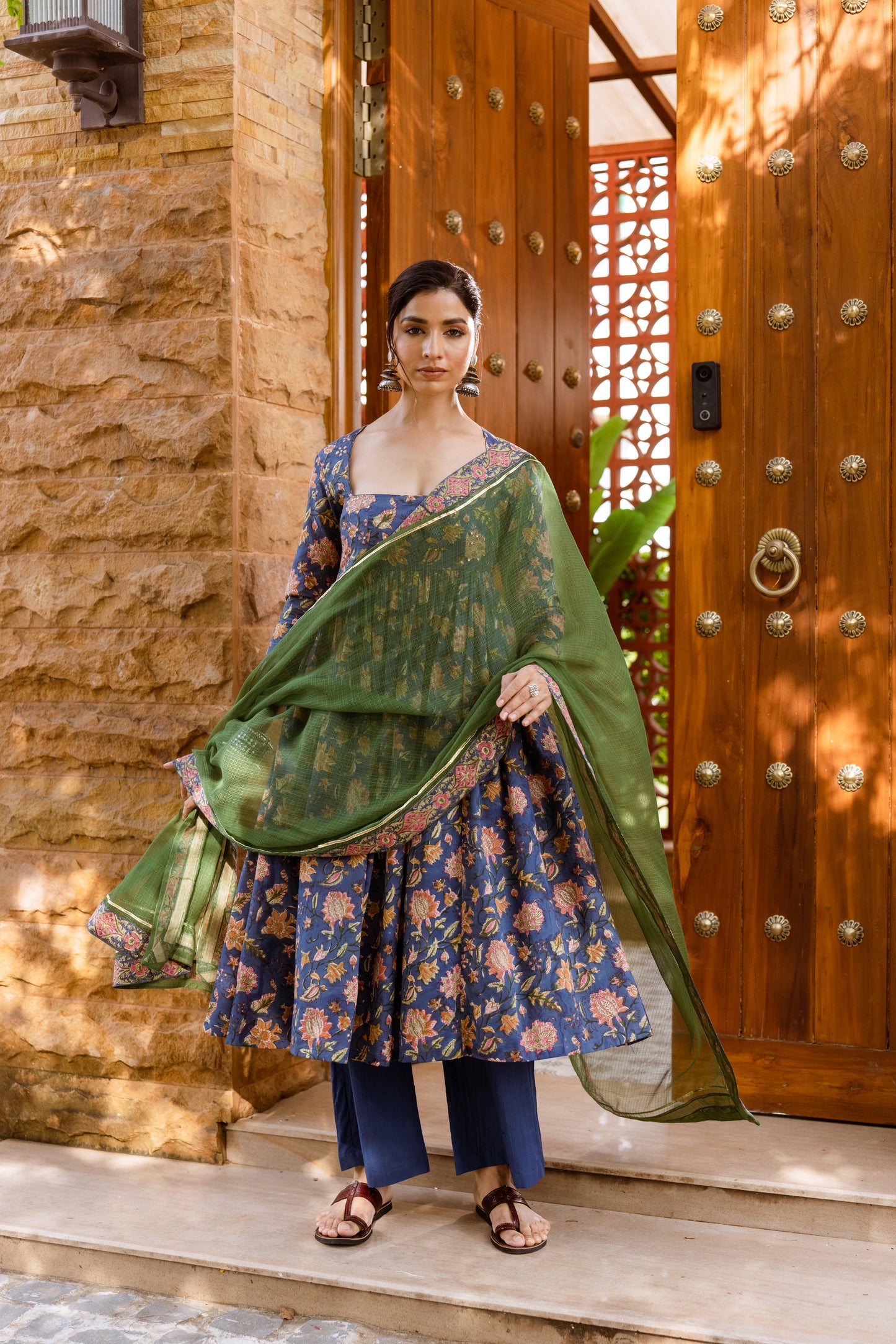 Blue Blossom Printed Nyra Cut Suit