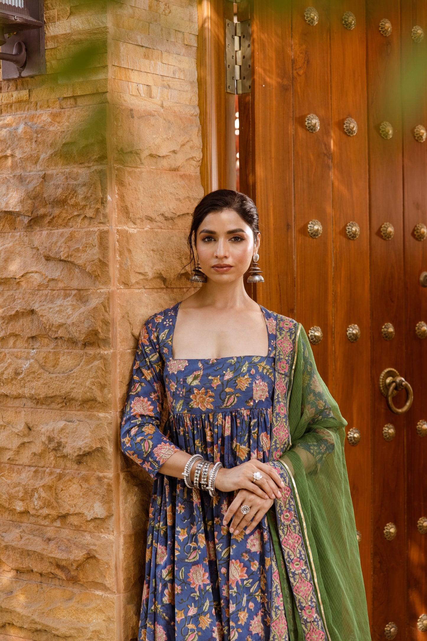 Blue Blossom Printed Nyra Cut Suit