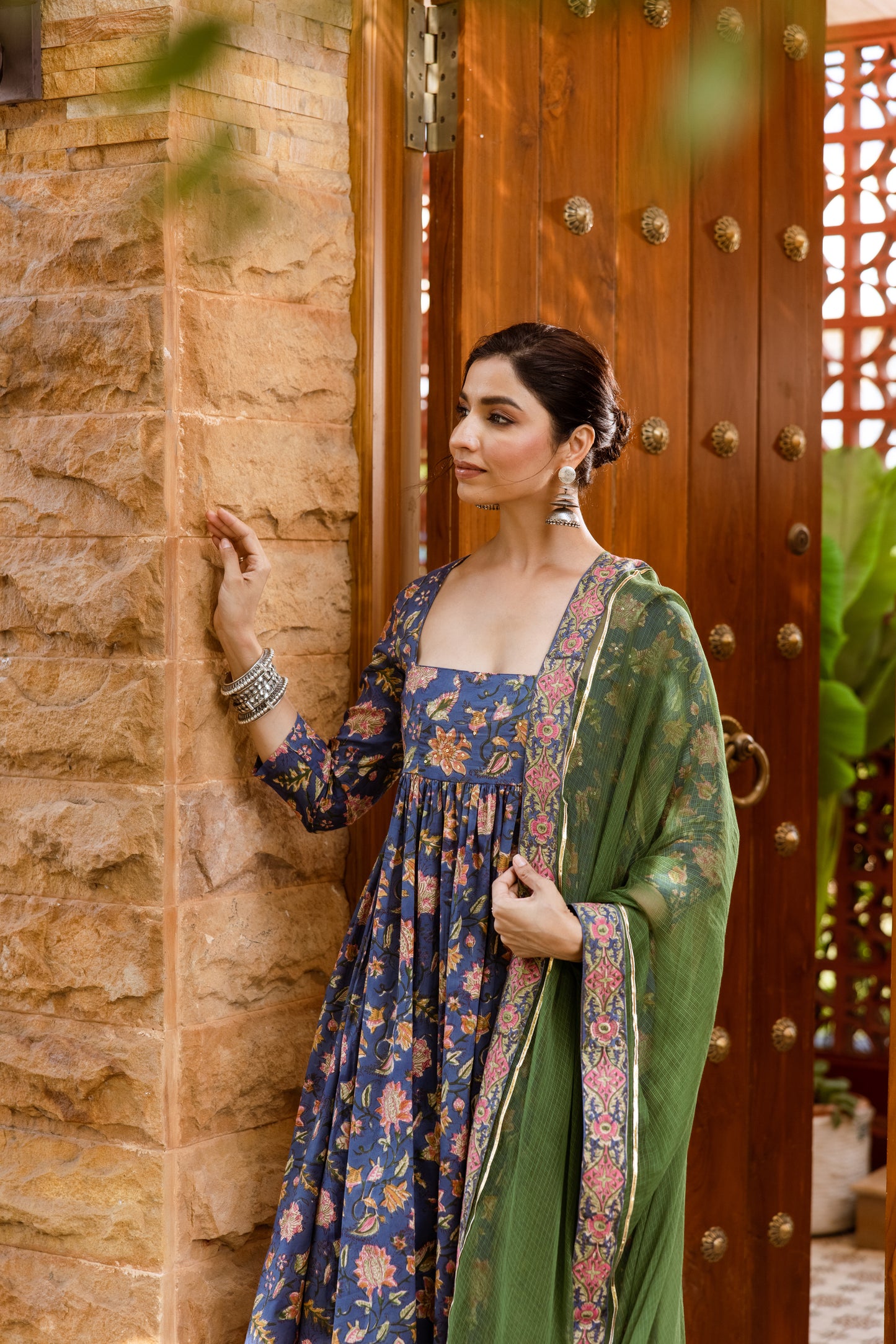 Blue Blossom Printed Nyra Cut Suit