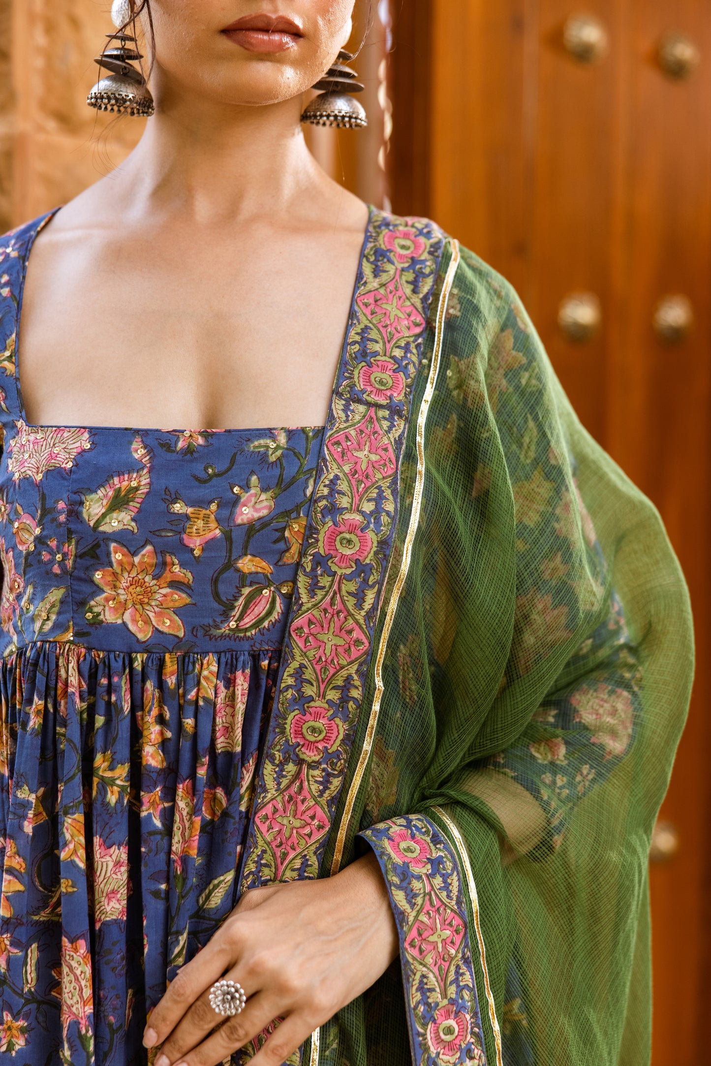 Blue Blossom Printed Nyra Cut Suit