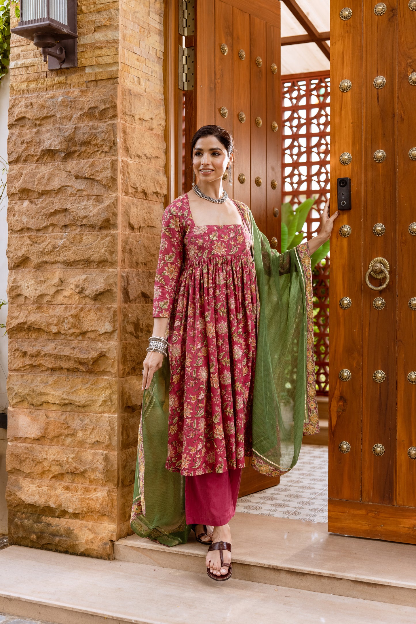 Rose Petal Printed Nyra Cut Suit