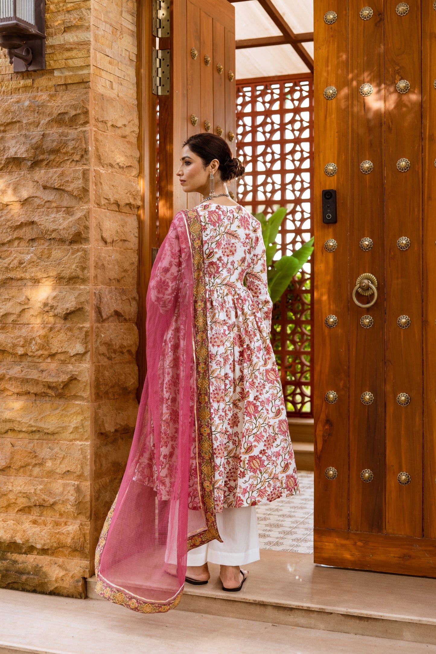 Ivory Lotus Printed Nyra Cut Suit