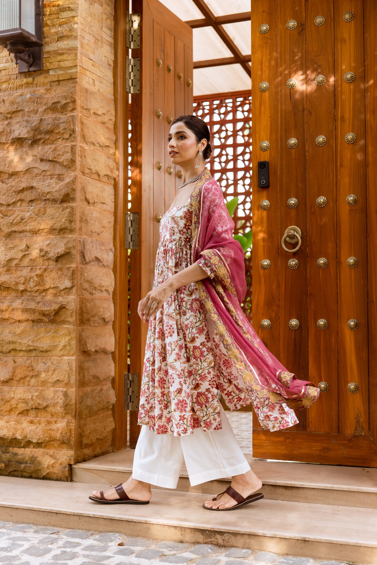 Ivory Lotus Printed Nyra Cut Suit