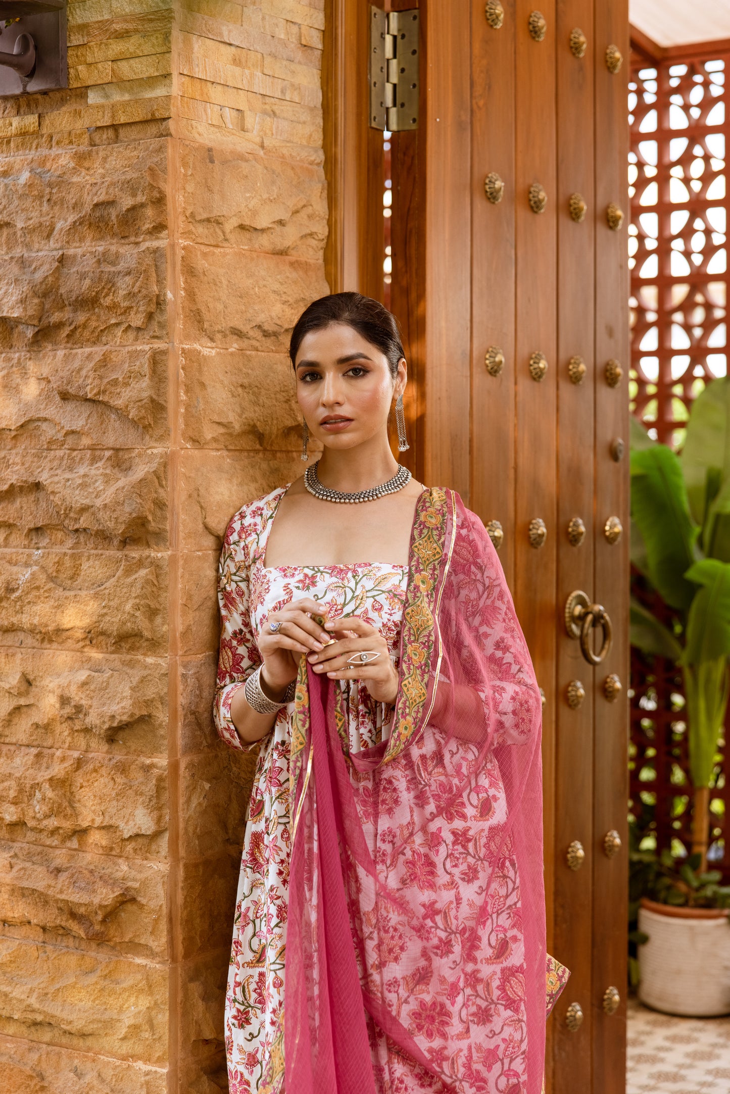 Ivory Lotus Printed Nyra Cut Suit