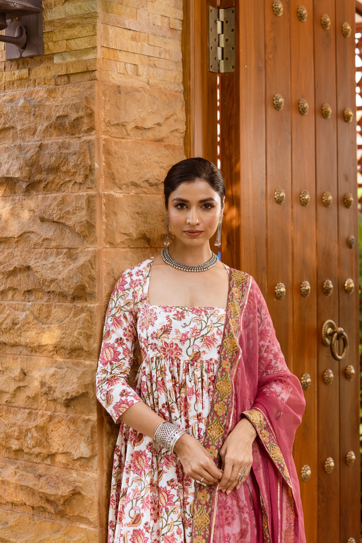 Ivory Lotus Printed Nyra Cut Suit