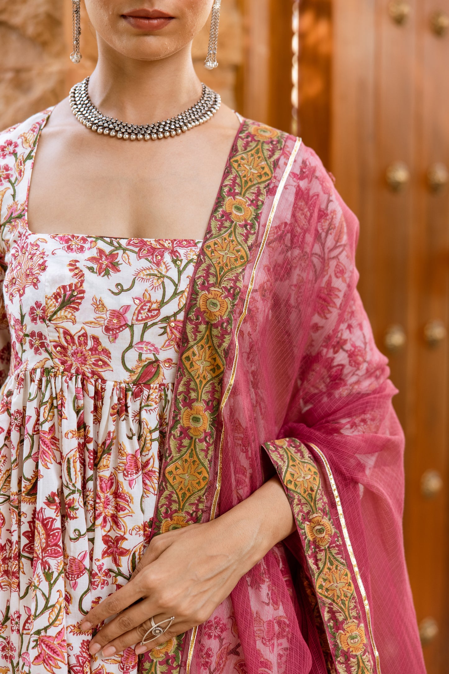 Ivory Lotus Printed Nyra Cut Suit