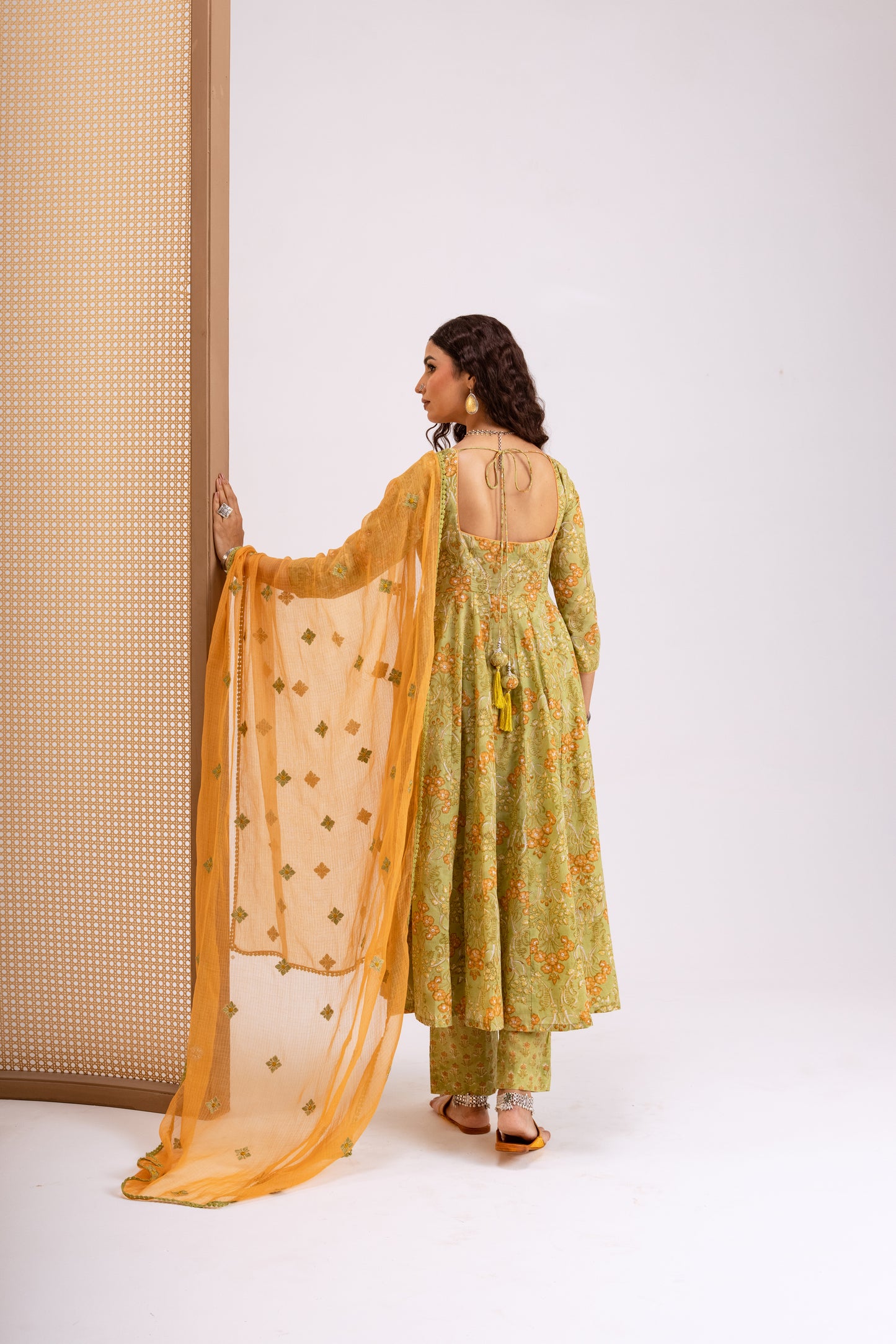 Apple Green X Orange Jaal - Sleeved
