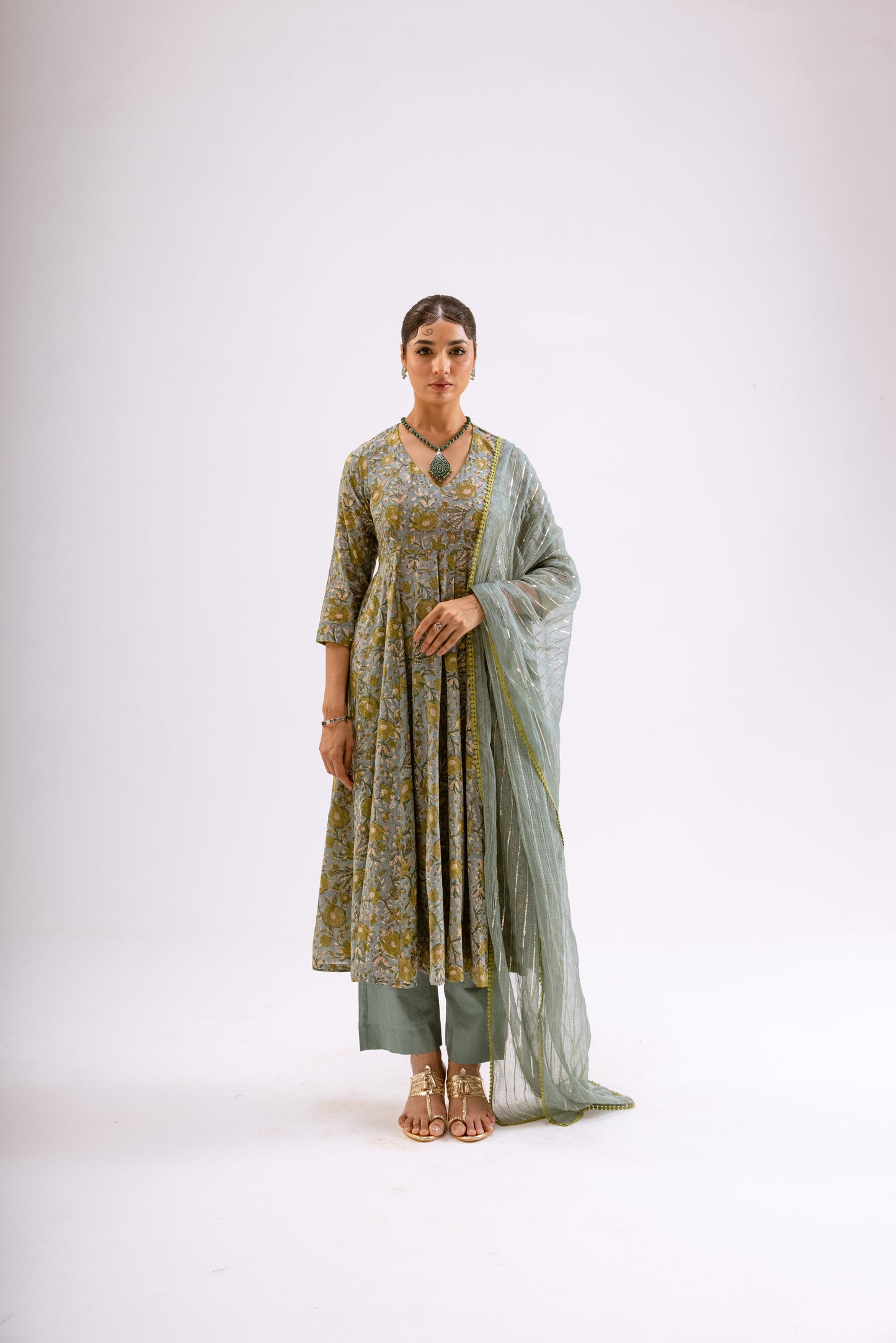 Moss Green Jaal - Sleeved