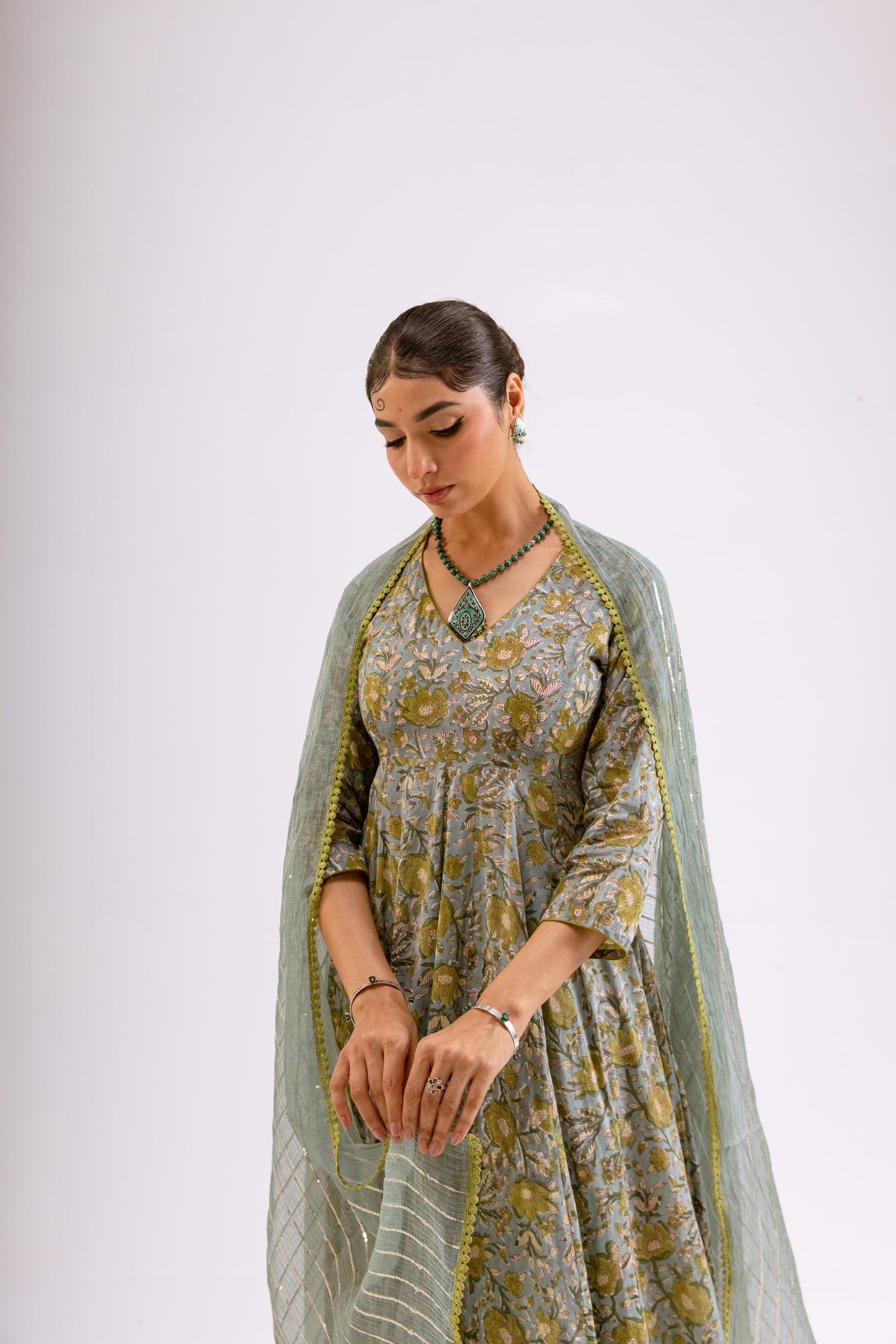 Moss Green Jaal - Sleeved