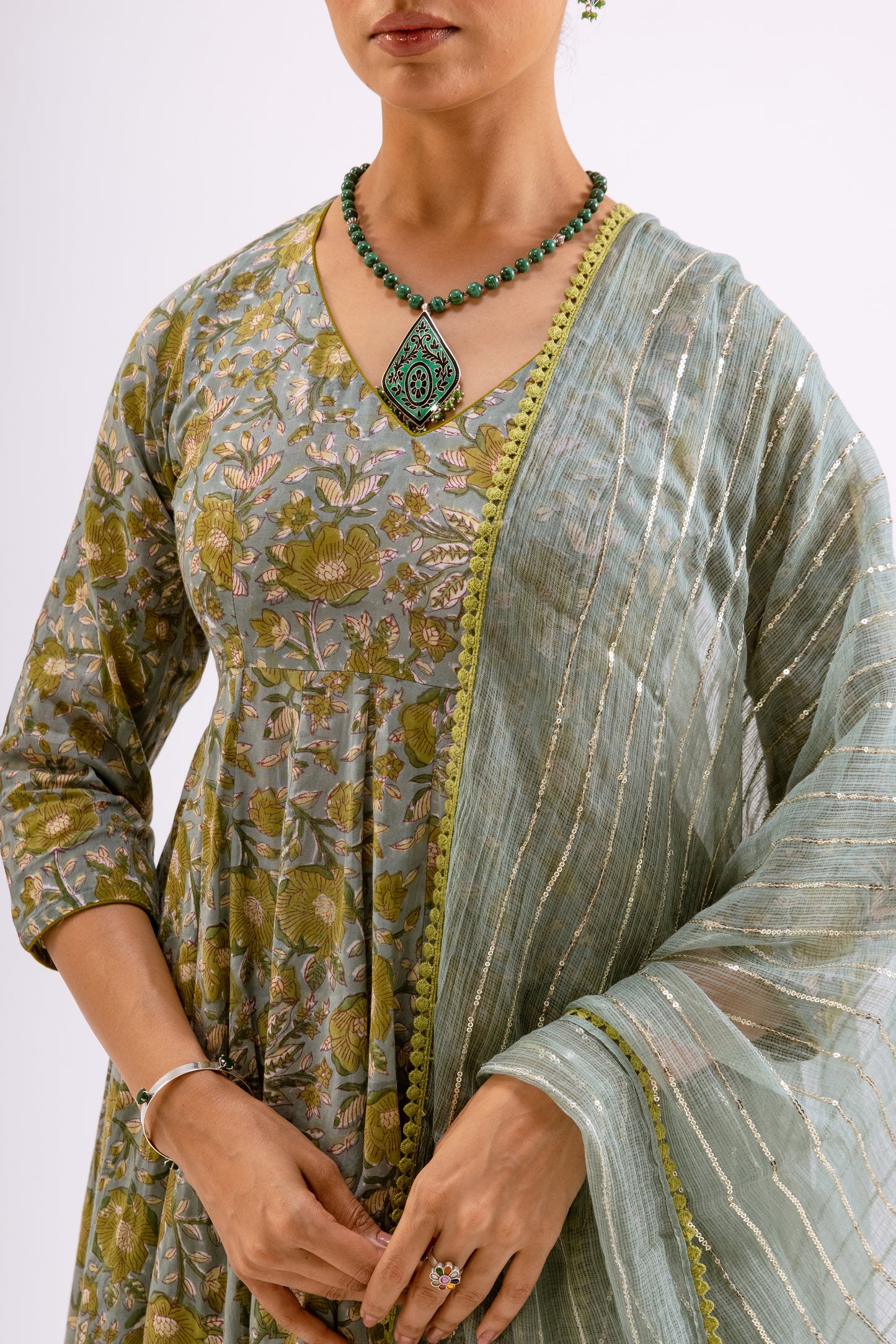 Moss Green Jaal - Sleeved