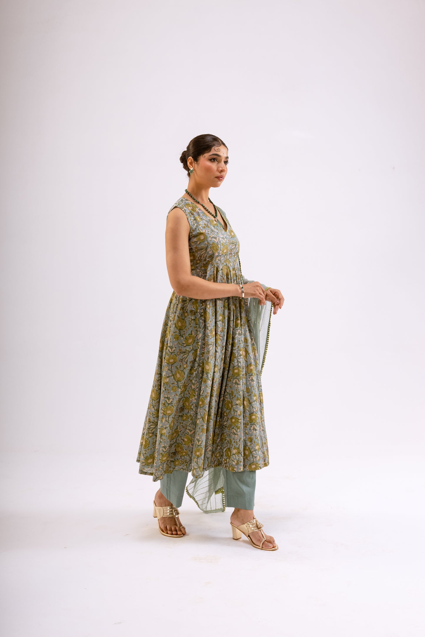 Moss Green Jaal - Sleeveless