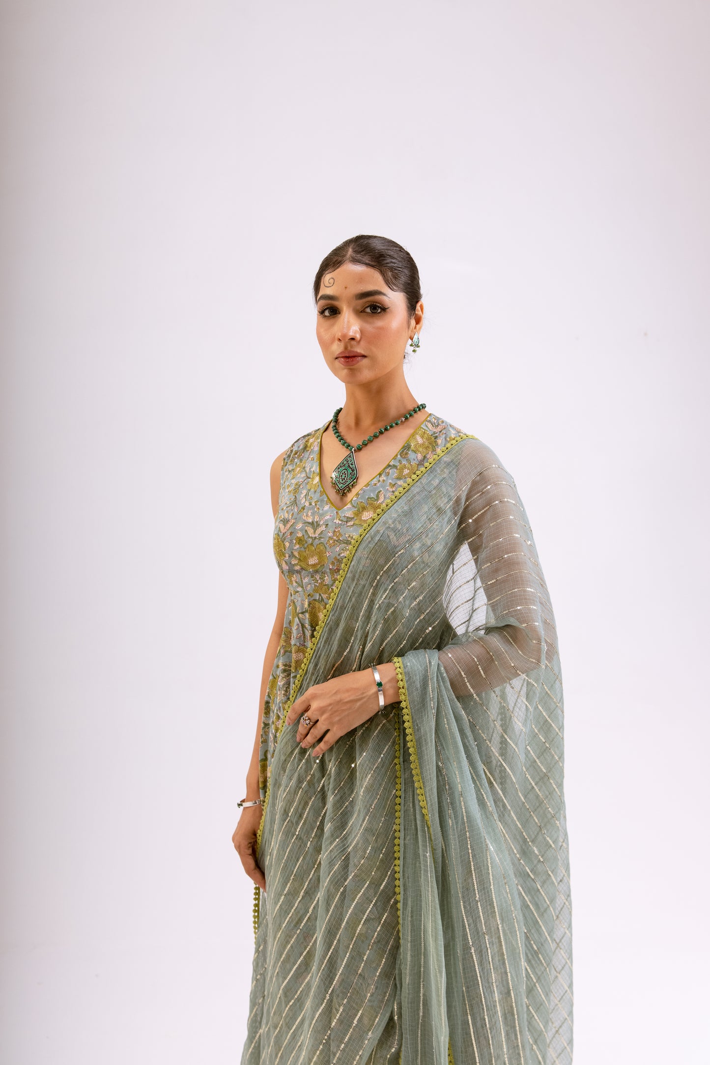 Moss Green Jaal - Sleeveless