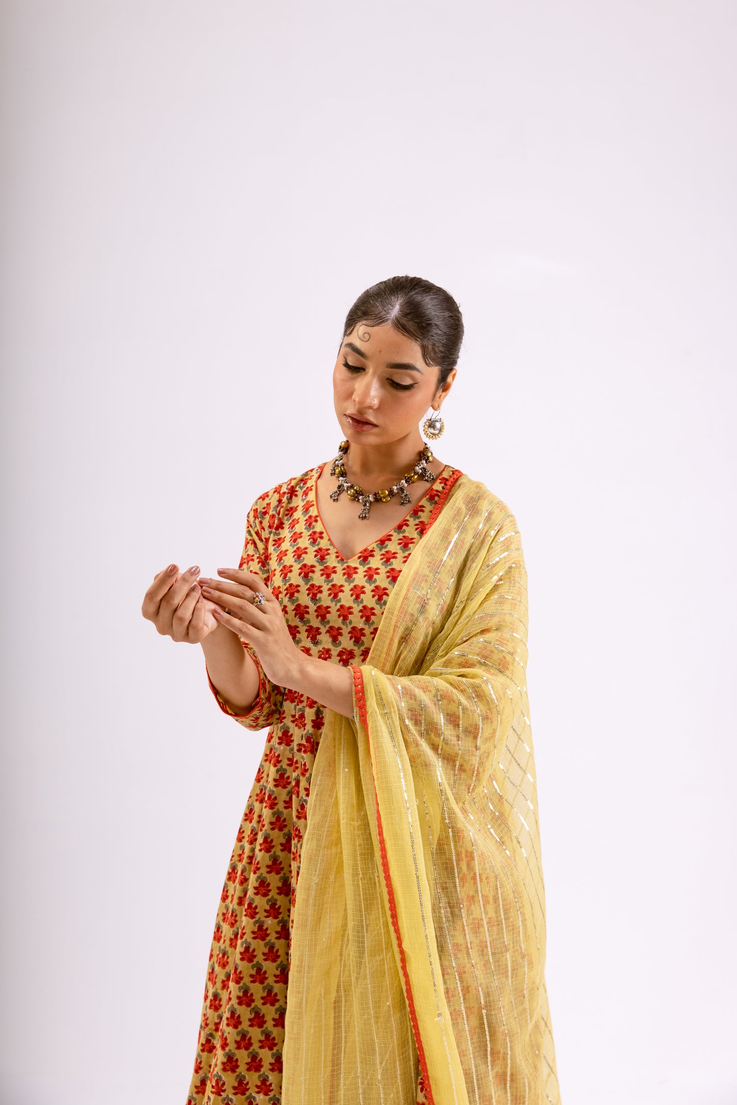 Zari Gold Butti - Sleeved