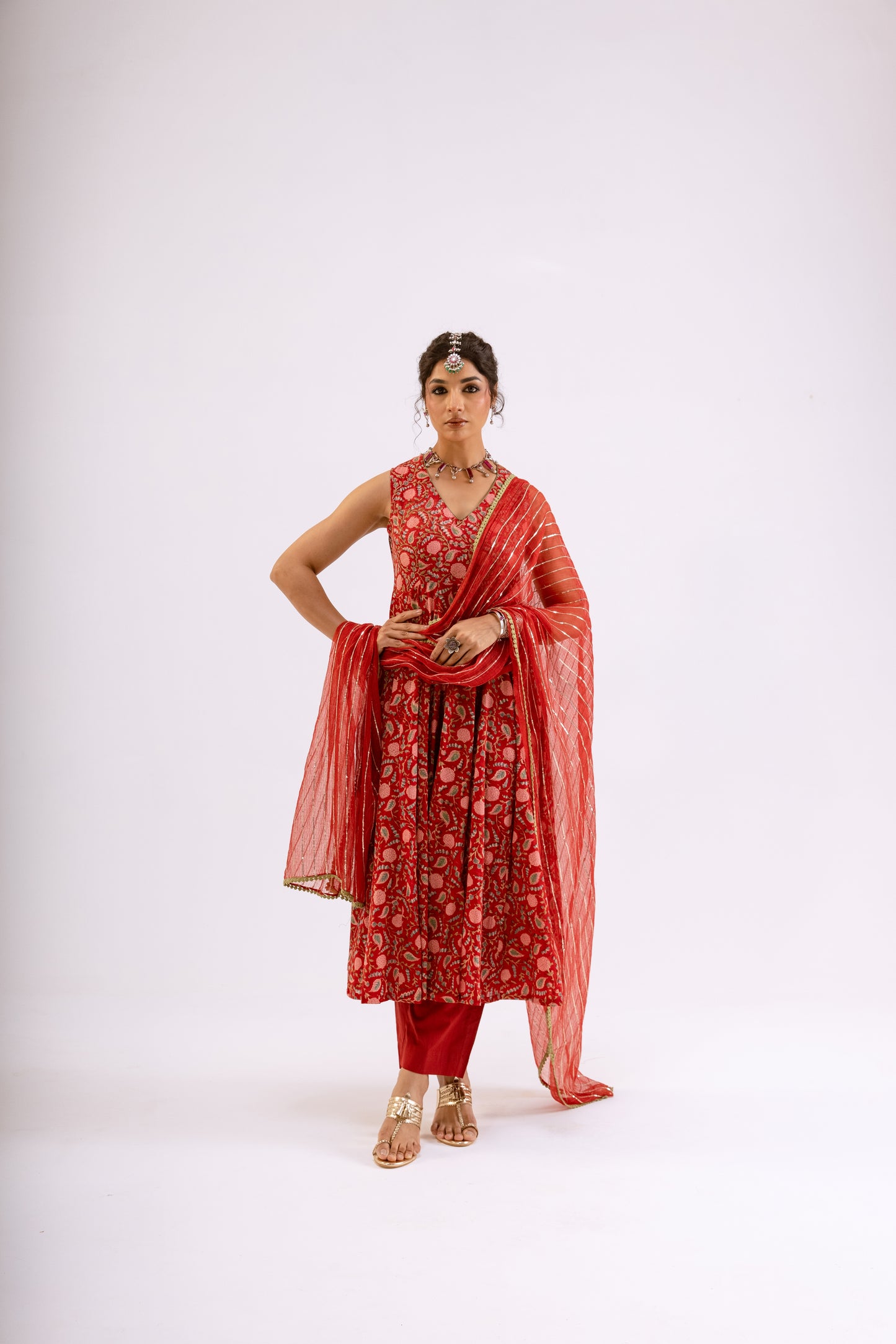 Sindoor Red Jaal - Sleeveless