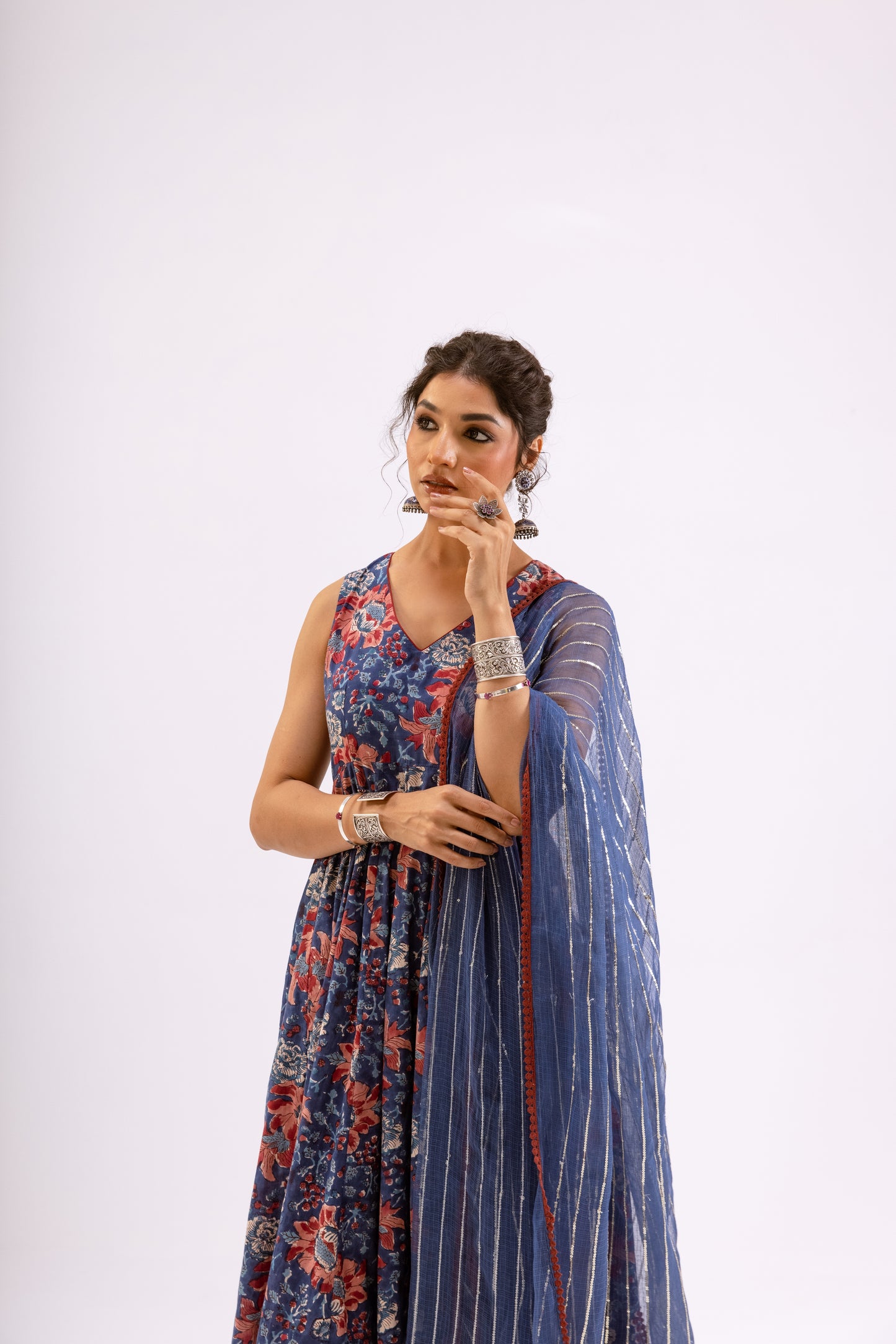 Midnight Blue Jaal - Sleeveless