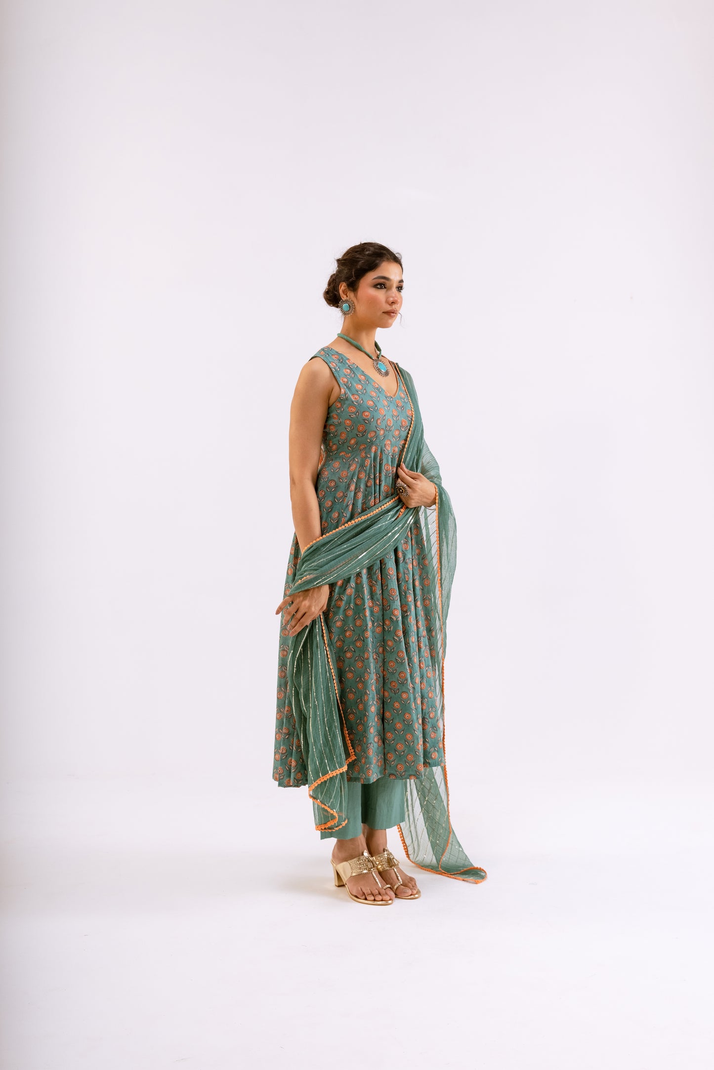 Sea Green Butti - Sleeveless